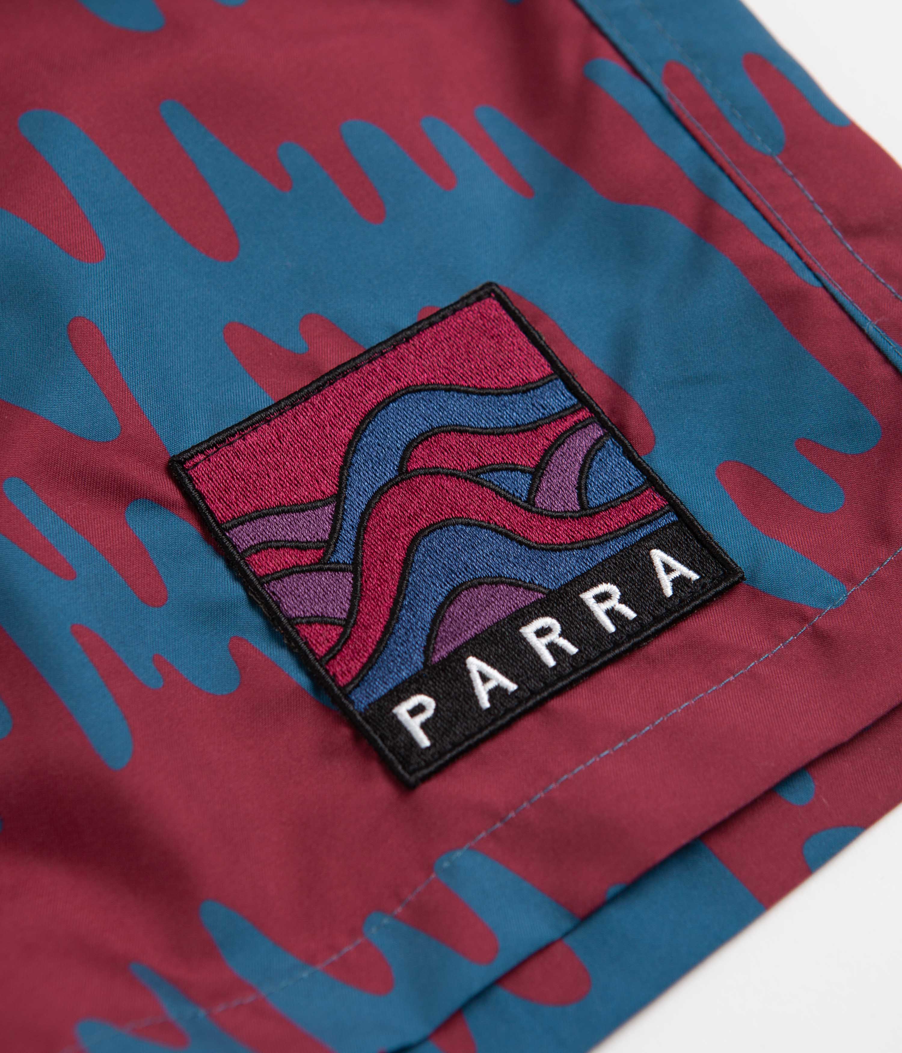 Parra Tremor Pattern Swim Shorts for Men - Quick Dry, Comfortable Deep Red Swim Trunks for Beach, Pool & Summer Vacation