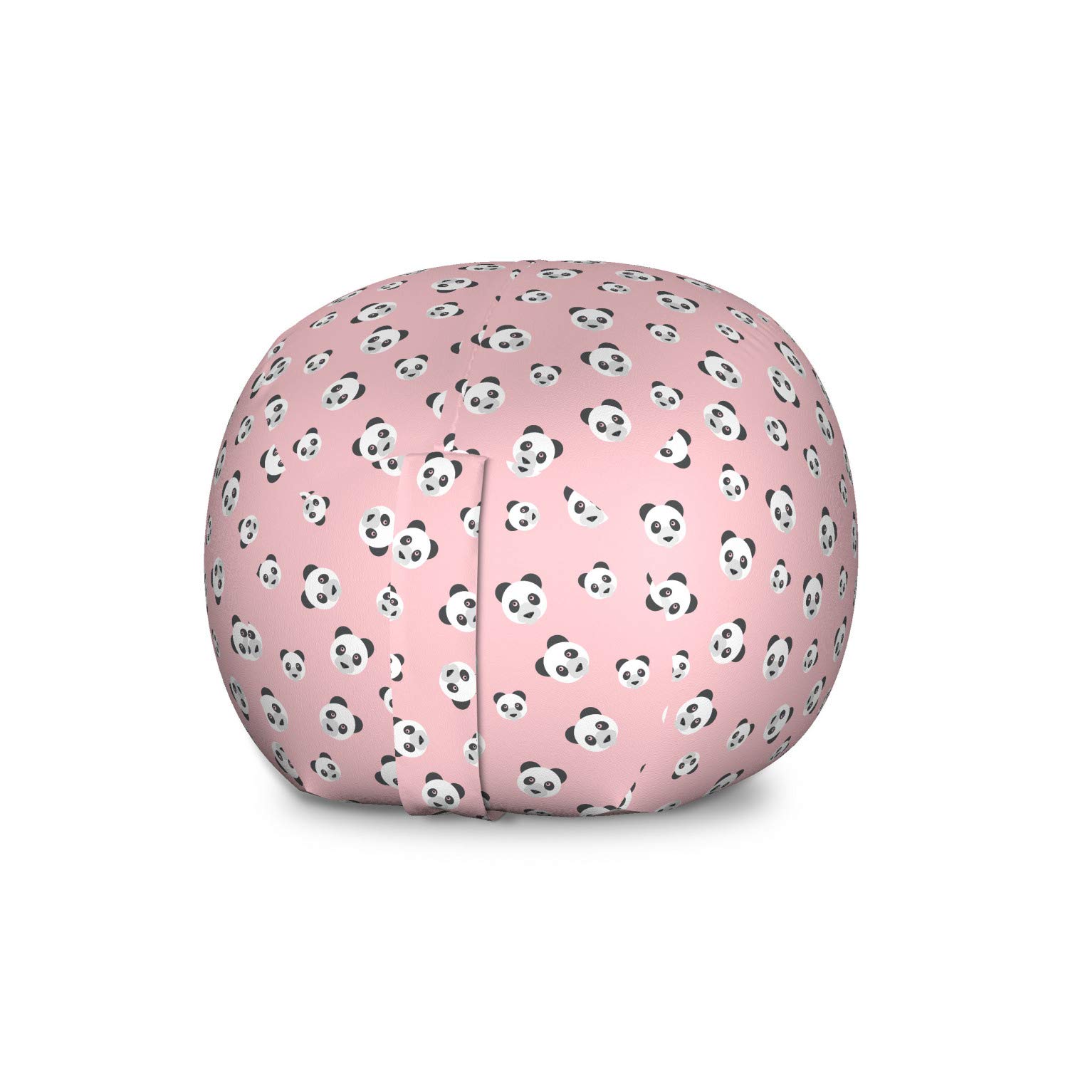 Lunarable Pink Panda Toy Storage Bag Chair - Large Washable Stuffed Animal Organizer with Chinese Cartoon Bear Design, Grey Charcoal | Perfect for Kids' Room, Nursery & Playroom Organization