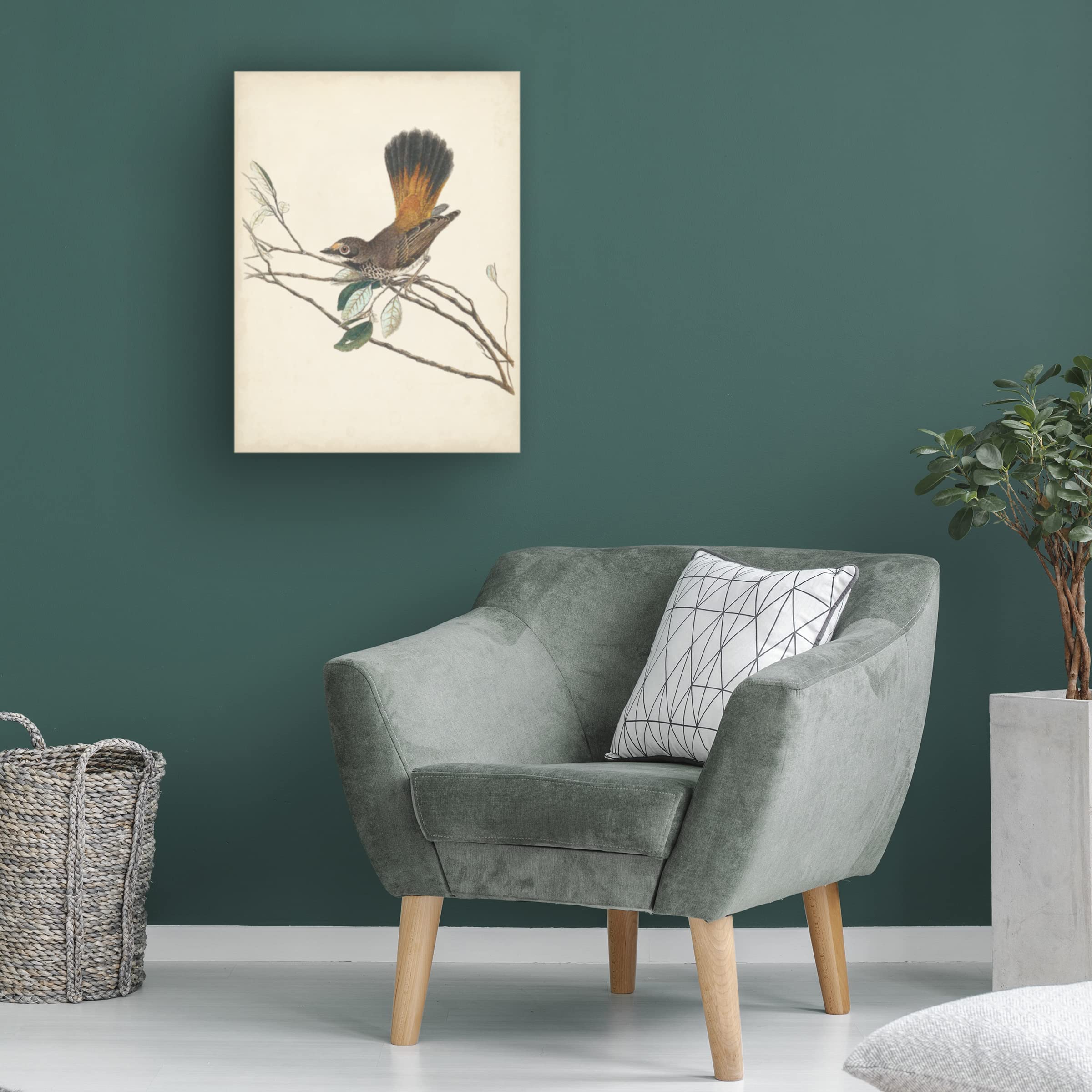 Graceful Birds II Canvas Wall Art by Vision Studio - Hand-Painted Floral & Bird Decor for Living Room, Bedroom, or Office