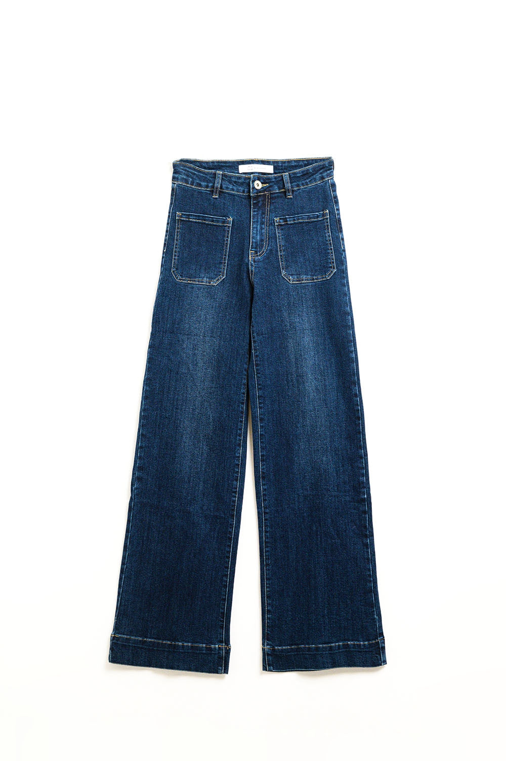 Dark Wash Wide Leg Jeans with Pockets - Comfortable Denim Pants for Women, Perfect for Casual Wear & Everyday Outfits