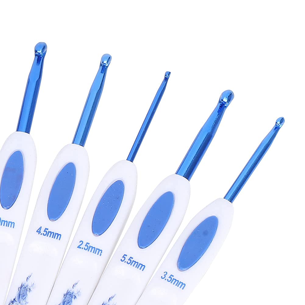 Premium Tgoon Aluminum Crochet Hook Set - Ergonomic White Plastic & Metal Knitting Needles with Porcelain Handle for DIY Crafts, Perfect for Beginners and Professionals - Ideal for Crocheting Scarves, Hats, and Home Decor Projects