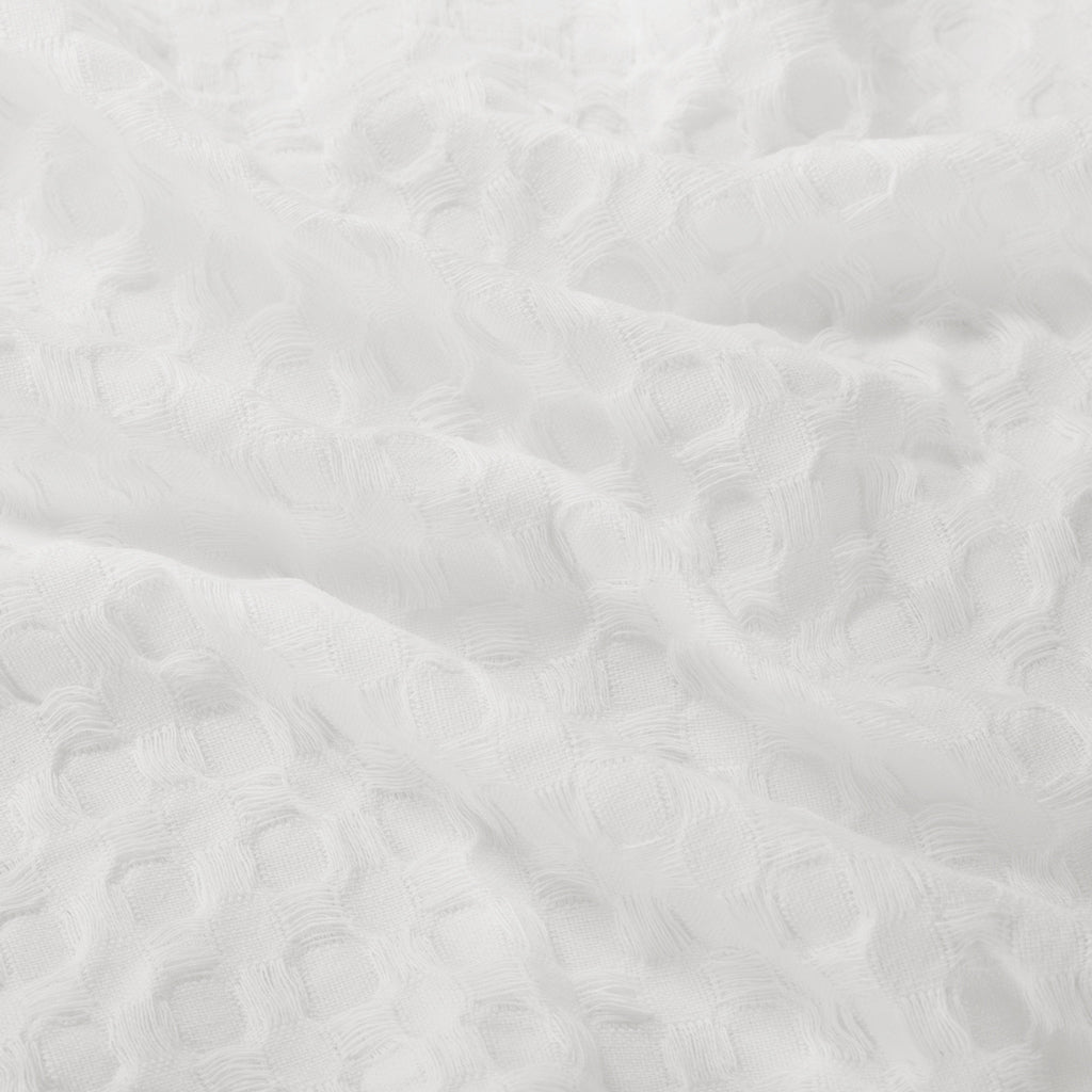 White Circle Knit Shower Curtain - Soft Textured Bathroom Decor for Modern & Farmhouse Style Homes | Perfect for Spa-Like Showers and Cozy Bathrooms