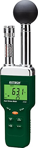 Extech HT200 Heat Stress WBGT Meter - Portable Digital Temperature Humidity Monitor for Workplace Safety & Outdoor Activities - Black