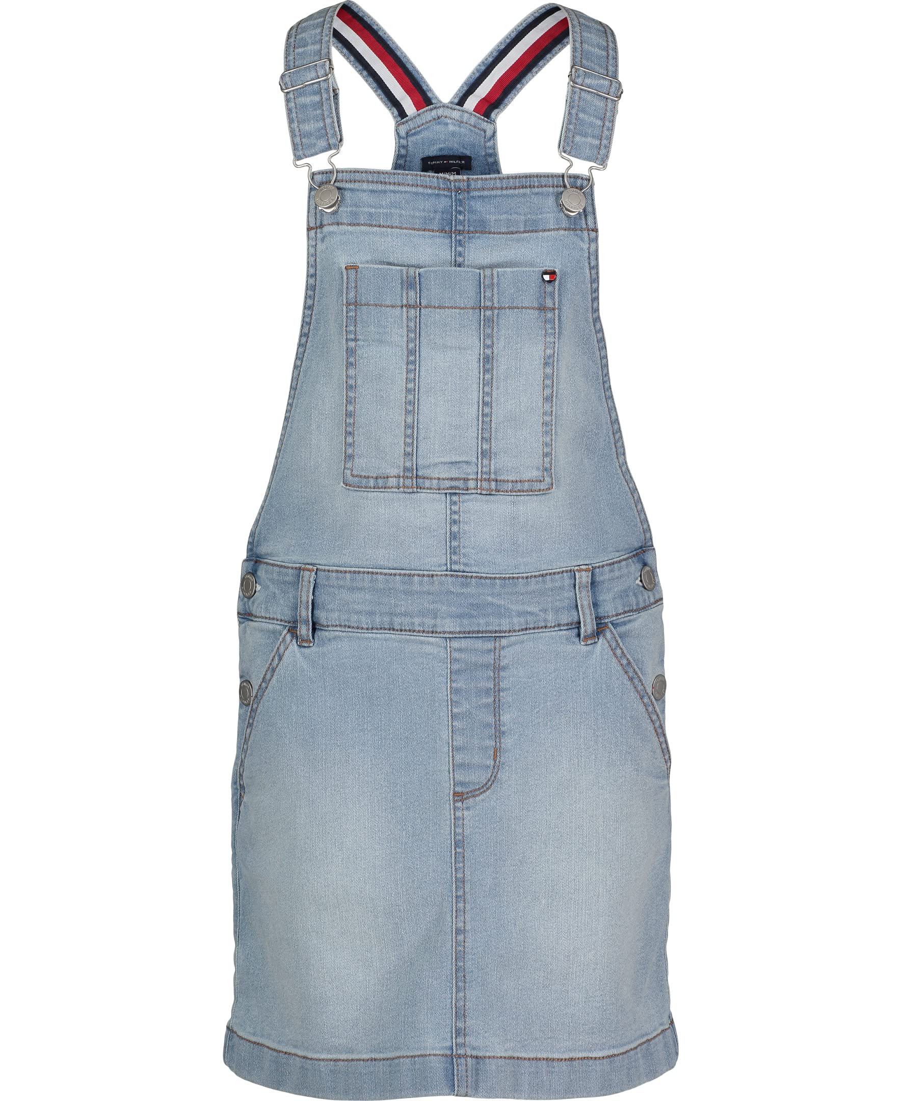 Tommy Hilfiger Girls' Denim Skirtall Dress - Adjustable Hook & Loop Closure, Functional Pockets | Casual Outfit for School, Playdates & Everyday Wear