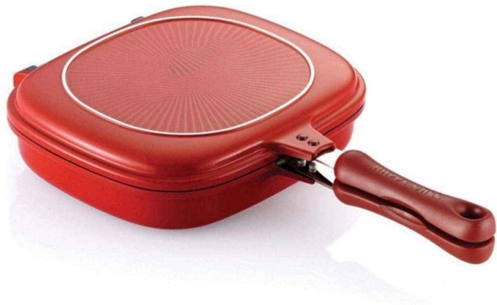 XBSXP 32cm Double Sided Grill Pan - Nonstick Square Skillet for Steak, Eggs & Pancakes - Dual Side Frying & Baking Cookware for Kitchen, BBQ & Camping