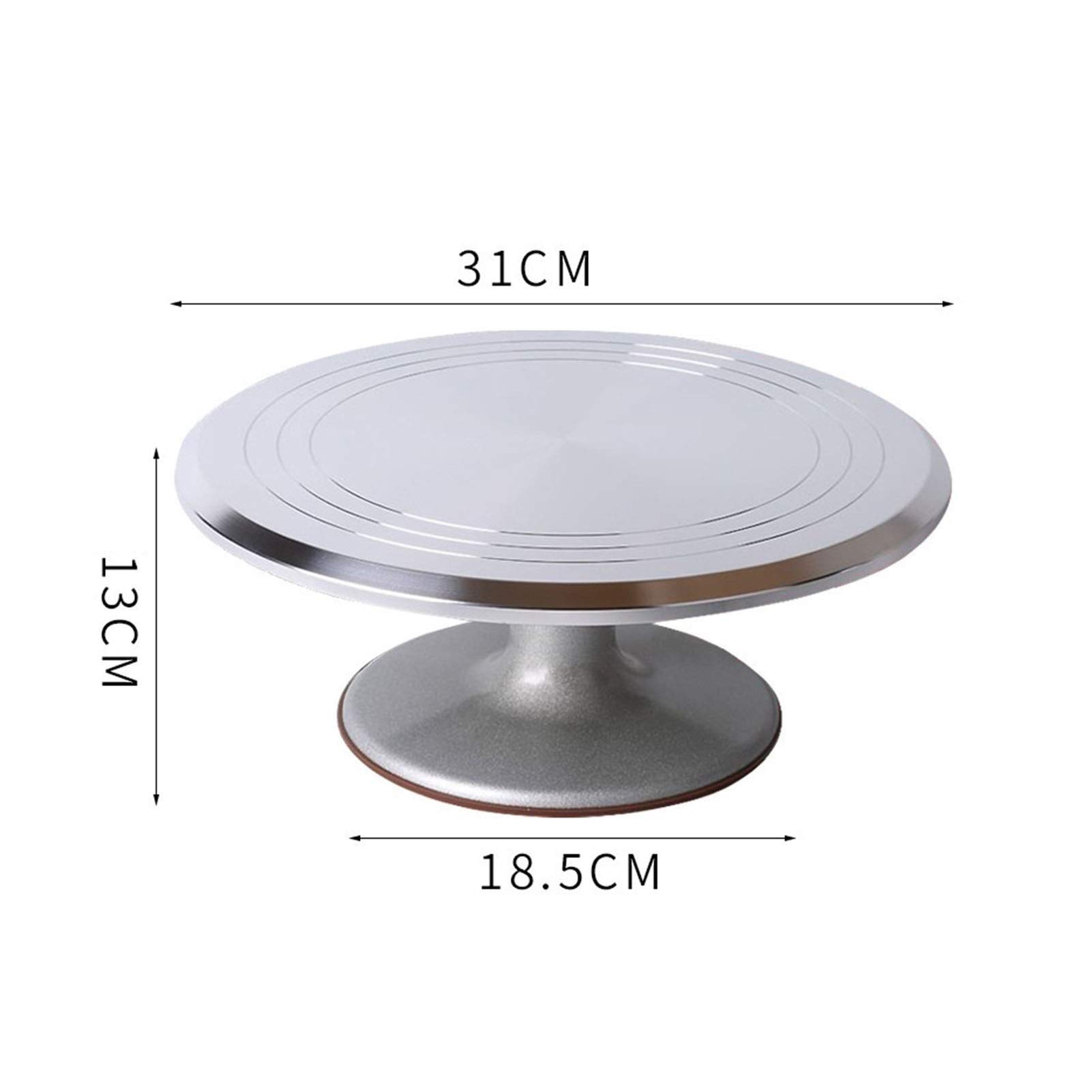 12 Inch Aluminum Alloy Rotating Cake Turntable Stand with 10 Inch Spatulas - Professional Cake Decorating Supplies for Cookies, Cupcakes & Pastries (Silver) - Perfect for Home Baking, Wedding Cakes & Dessert Decorating