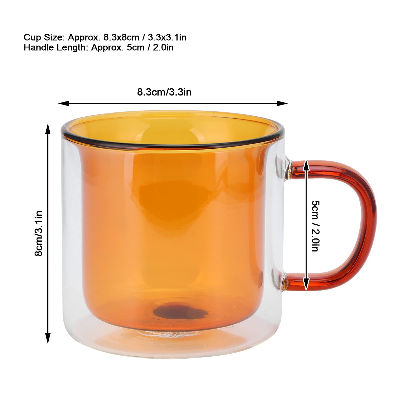 Premium 250ml Borosilicate Glass Coffee Mug - Double Wall Insulated Handmade Tea Cup for Hot & Cold Drinks - Perfect for Home, Office or Gifts (Yellow) - Enjoy Your Morning Coffee, Afternoon Tea or Late Night Milk
