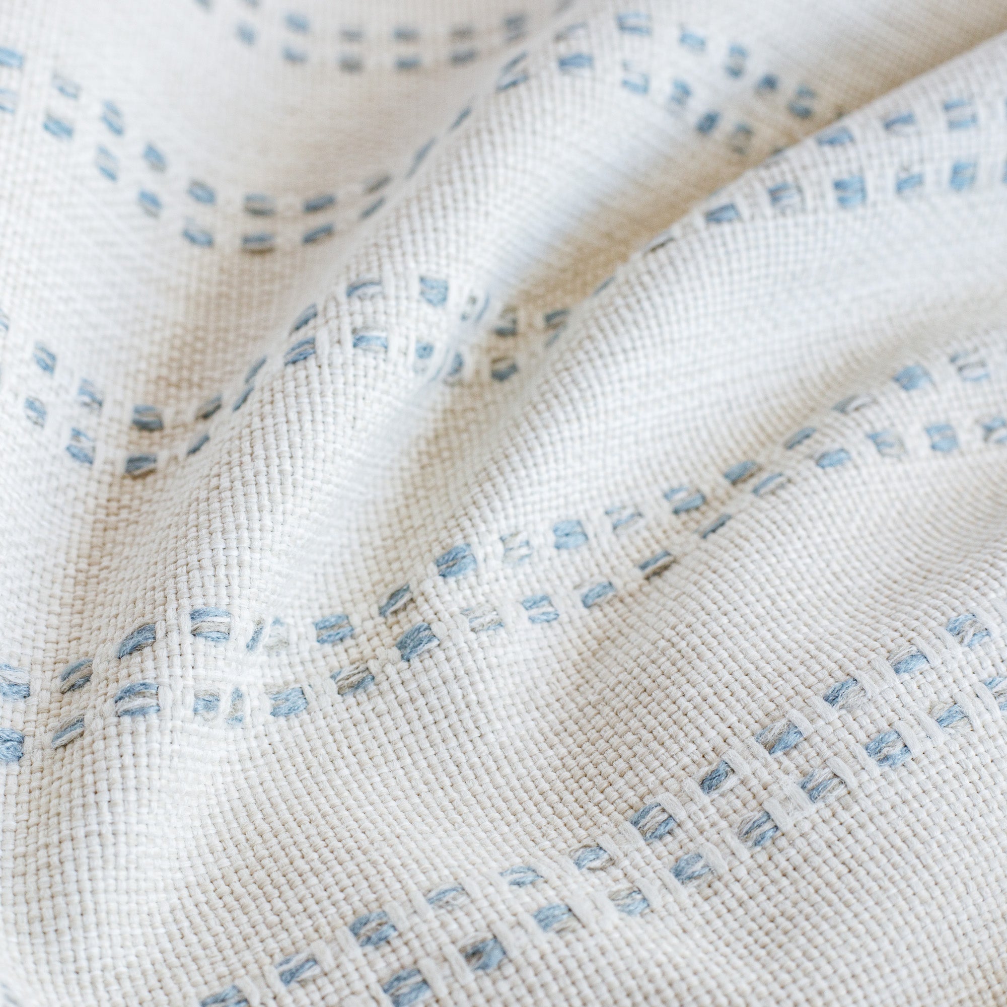 Elodie Stripe Fabric - Sky Blue Cotton Blend Textile for Upholstery, Curtains & DIY Crafts | Premium Home Decor Material for Sofas, Pillows & Sewing Projects