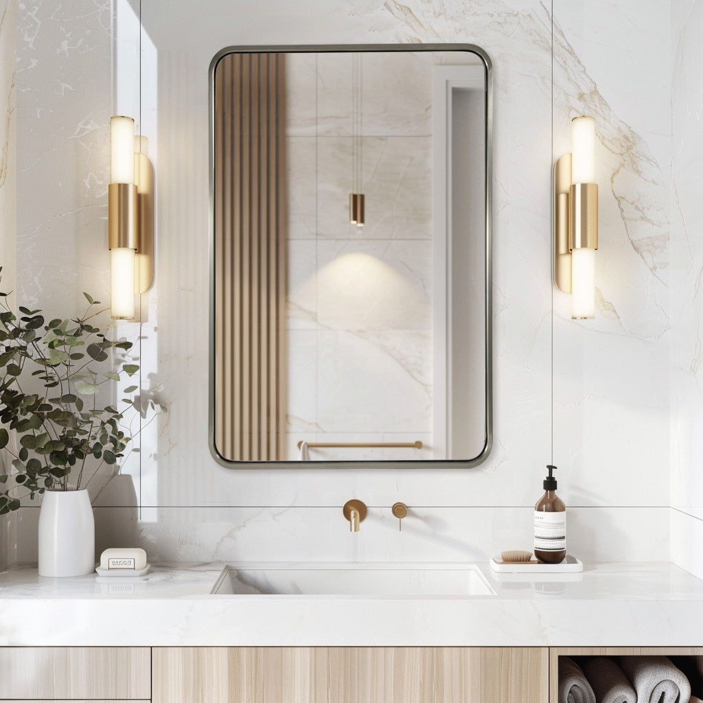 Modern Bold Framed Rectangle Wall Mirror - Bathroom Decor, Open Box Like New | Perfect for Vanity, Hallway & Bedroom Decor