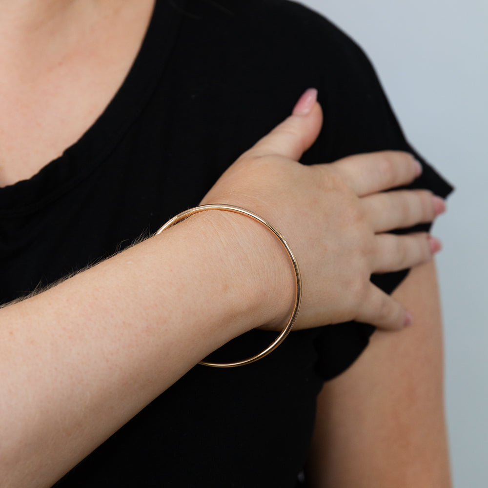 9ct Rose Gold Silver Filled Thin Wall 2.9 X 70mm Bangle Bracelet for Women - Elegant Stackable Jewelry for Everyday Wear & Special Occasions