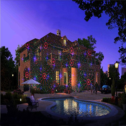 Motion Pattern Firefly 3-in-1 RGB LED Outdoor Laser Lights - 18 Continuous Lighting Modes with RF Remote & Security Kit | Perfect for Garden, Yard, Christmas, Halloween, and Party Decorations