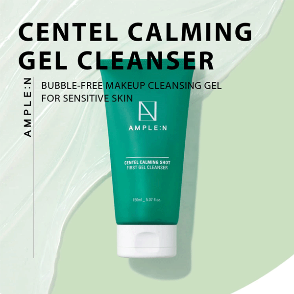 AMPLE:N Centel Calming Shot First Gel Cleanser 150ml - Soothing Facial Wash for Sensitive Skin, Hydrating & Gentle Cleansing - Perfect for Morning & Night Skincare Routine