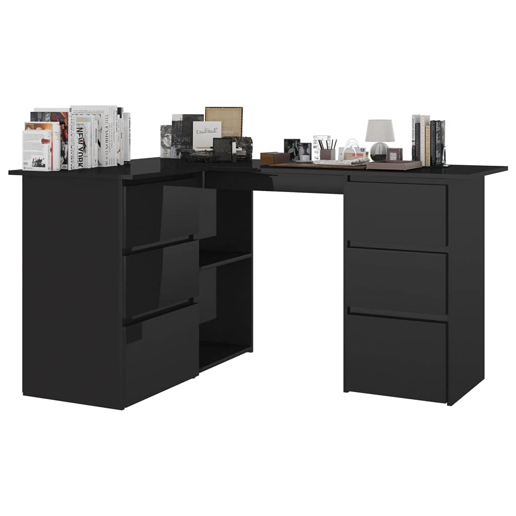 L-Shaped Corner Desk with Storage - 57.1