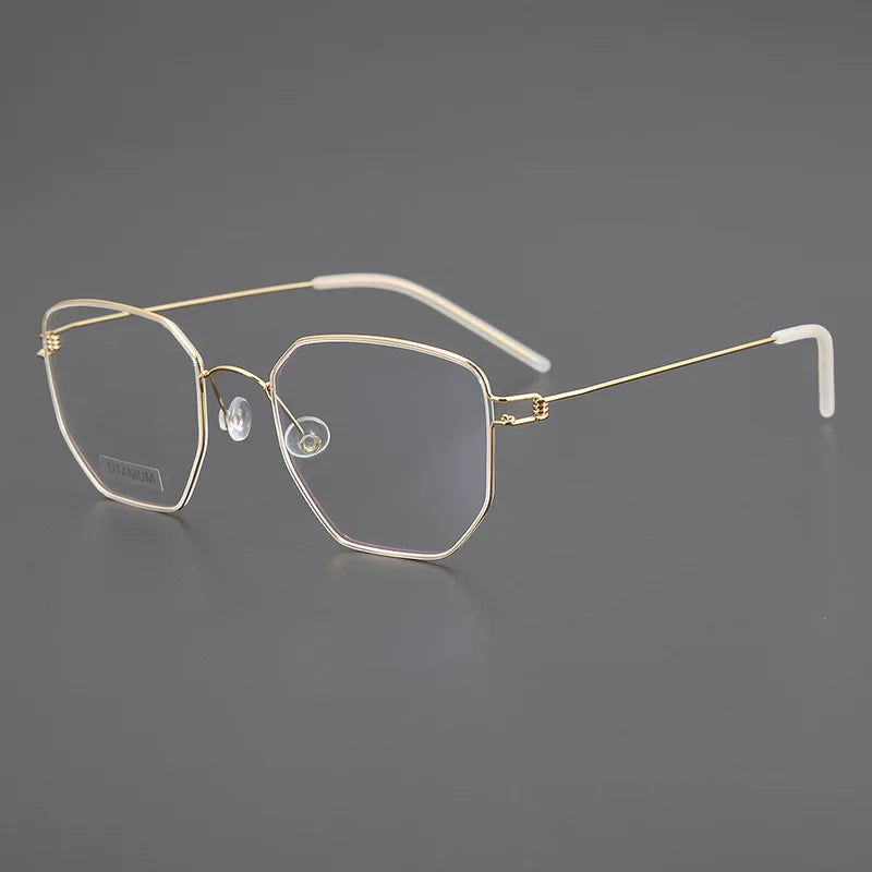 Stylish Black Unisex Full Rim Irregular Polygon Screwless Titanium Eyeglasses Frame 14020 - Lightweight & Durable for Work, Reading & Fashion