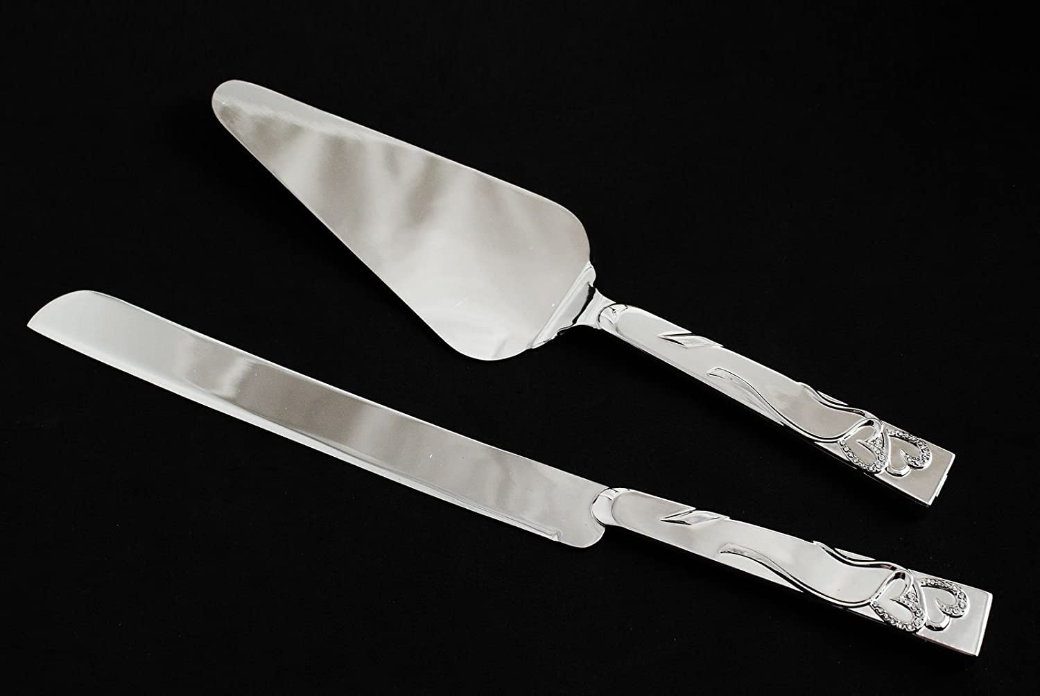 Elegant Gold & Silver Wedding Toasting Glasses & Cake Server Set - Engravable Bridal Gift for Wedding Ceremony, Reception & Anniversary Celebrations