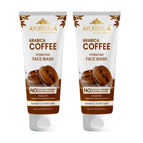 AyurYuga Oil Control Coffee Face Wash - 100ml (Pack of 2) | Detox & Brightening Facial Cleanser for Men & Women | Anti-Pollution & De-Tan Formula | Perfect for Summer Skincare & Daily Use | Refreshing Morning & Night Face Wash Routine
