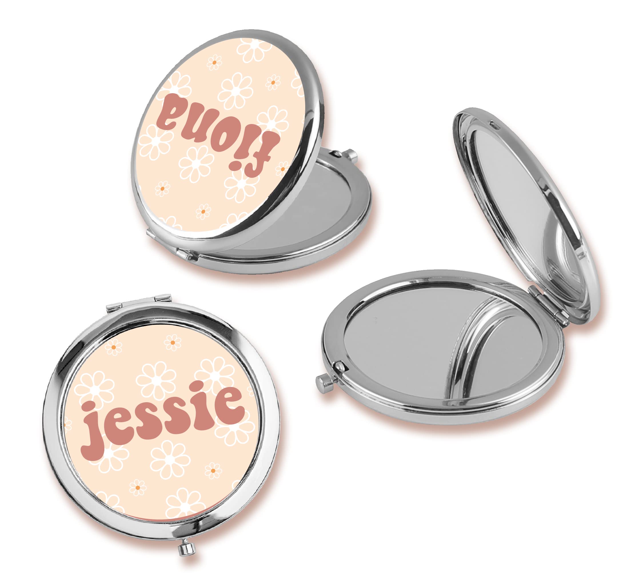 Personalized Daisy Compact Mirror - Travel & Bridal Makeup Gift