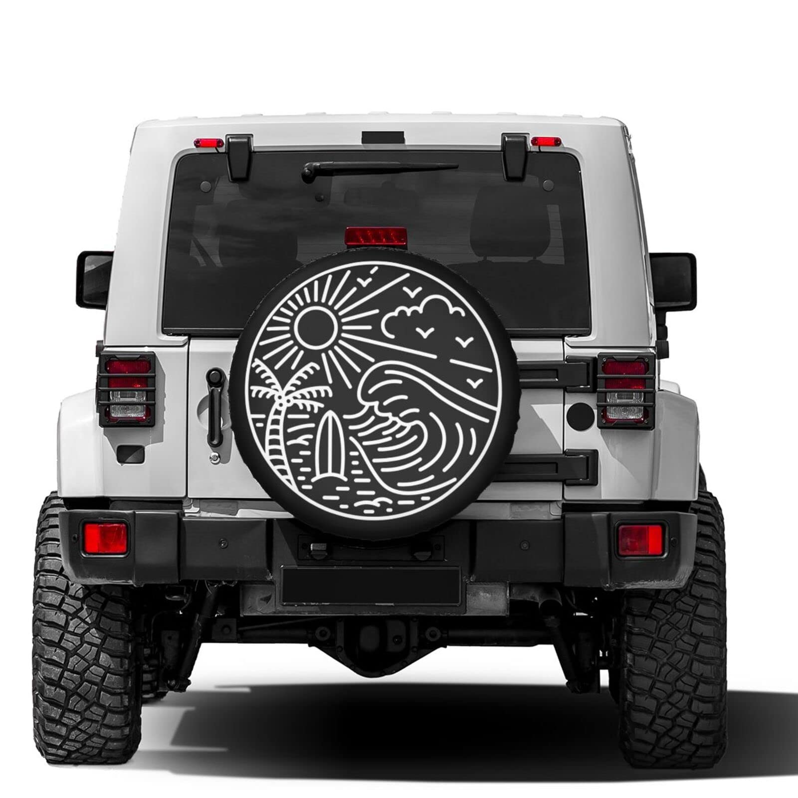 Great Wave Surfboard Spare Tire Cover - 17 Inch Dust-Proof Wheel Protector for RV, SUV, Trailer & Most Vehicles | Perfect for Beach Trips & Outdoor Adventures