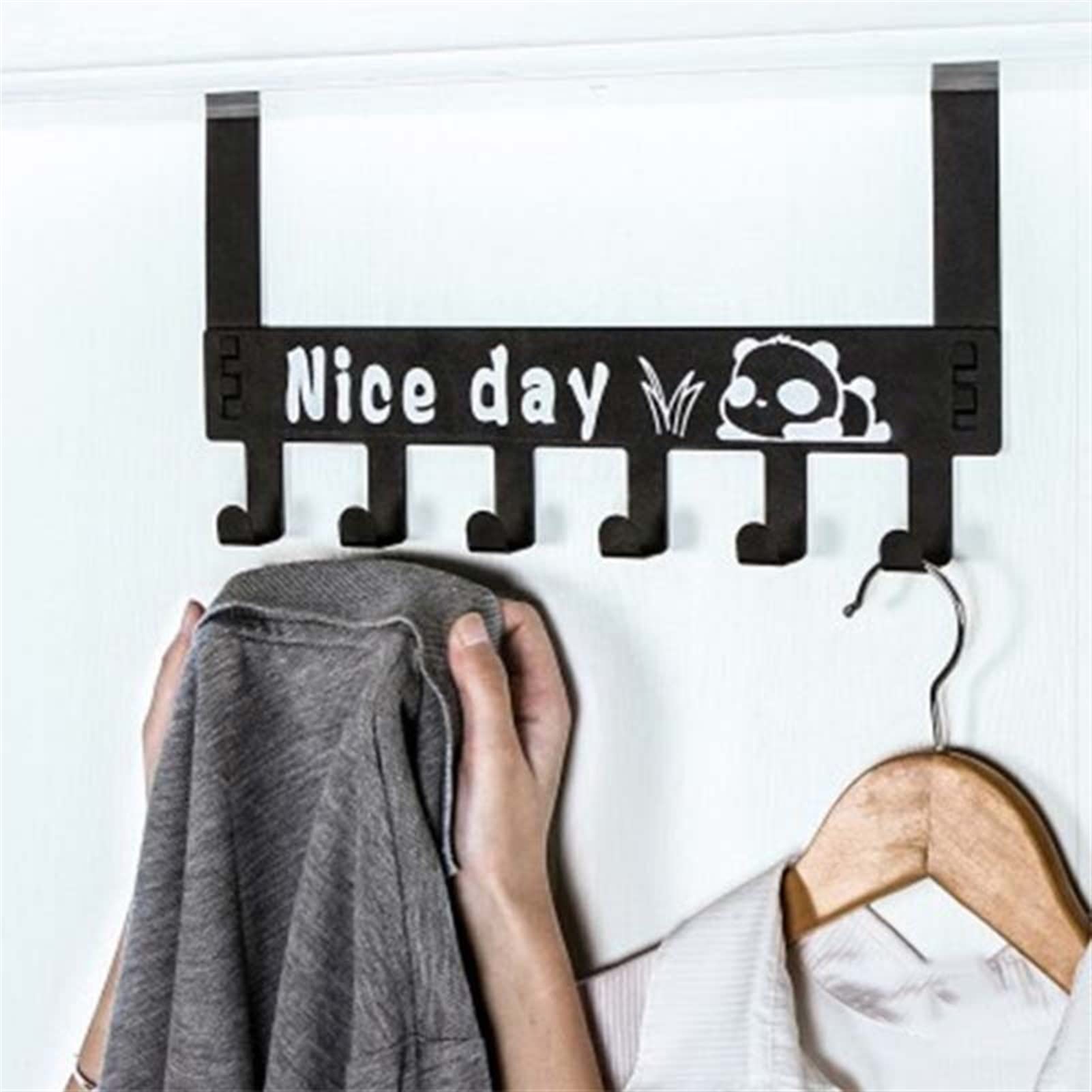 Wall Mounted Metal Coat Rack Organizer - Space Saving Hooks for Hats, Coats & Umbrellas | Perfect for Hallway, Bedroom Door, Kitchen & Bathroom Organization