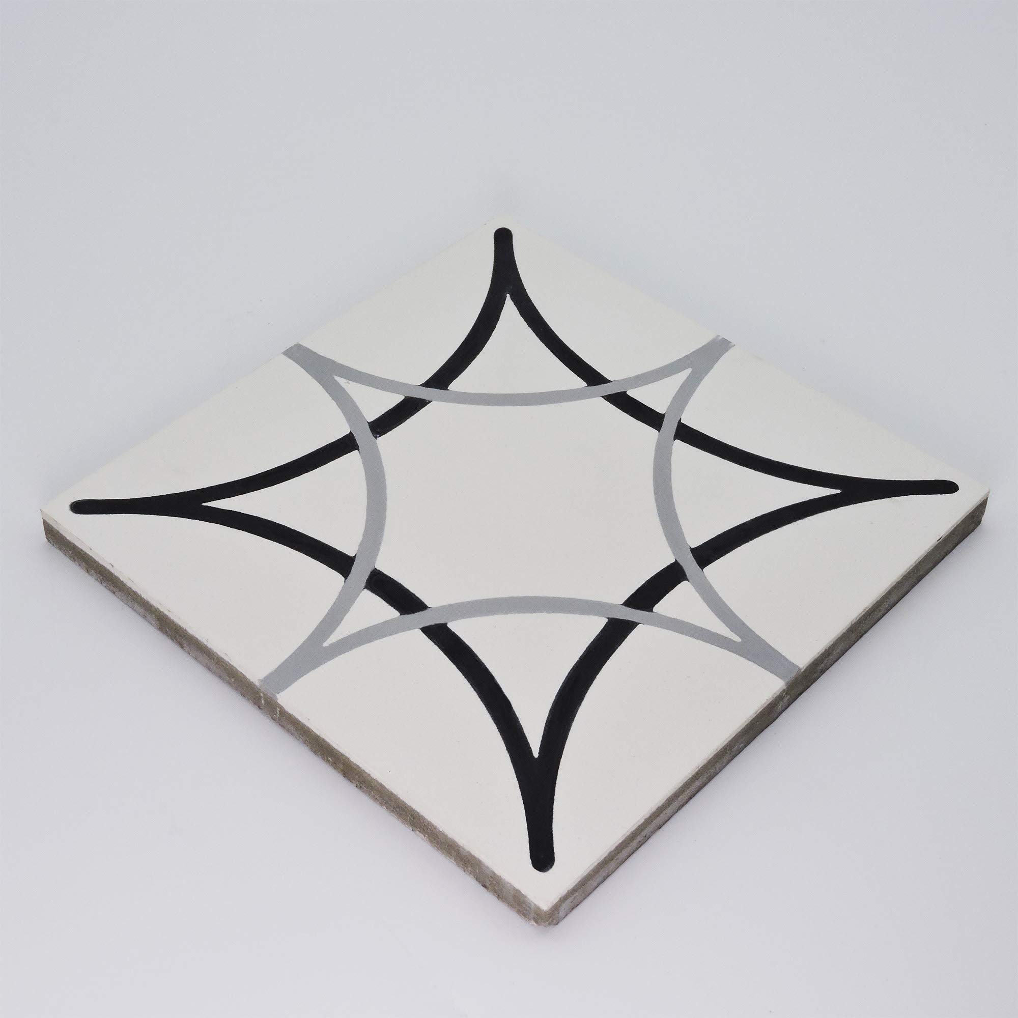 Handmade Moroccan Cement Tile CTP75-01 Sebta - Black & Gray Mosaic for Kitchen Backsplash, Bathroom Floor, and Outdoor Patio Decor