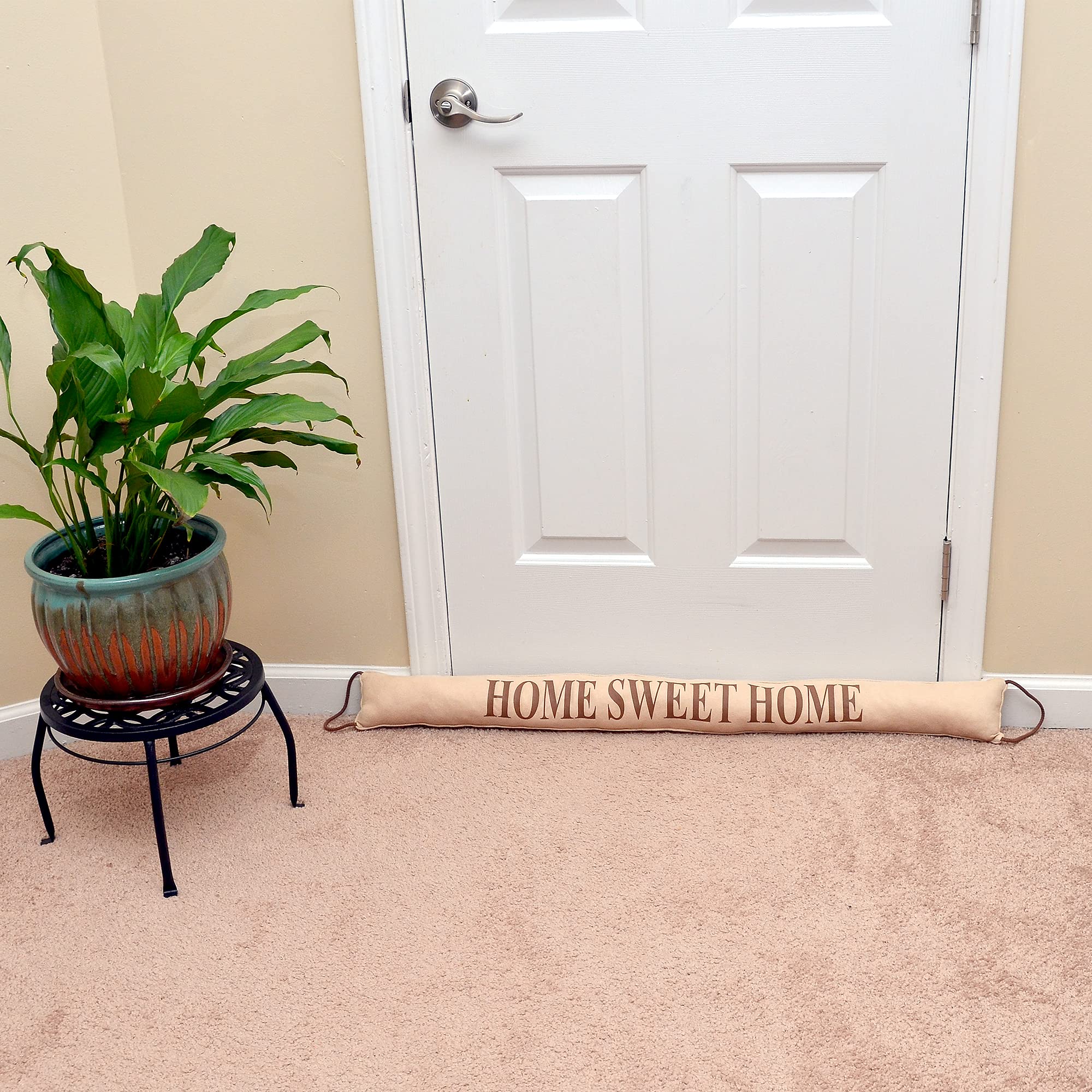 Roe & Moe 38 x 4 Inch Door Draft Stopper - Insulated Weather Stripping for Hot/Cold Air & Noise Reduction - Soundproof Bottom Seal with 2 Loops - Fits 36 Inch Doors - Perfect for Bedrooms, Offices & Energy Efficient Homes