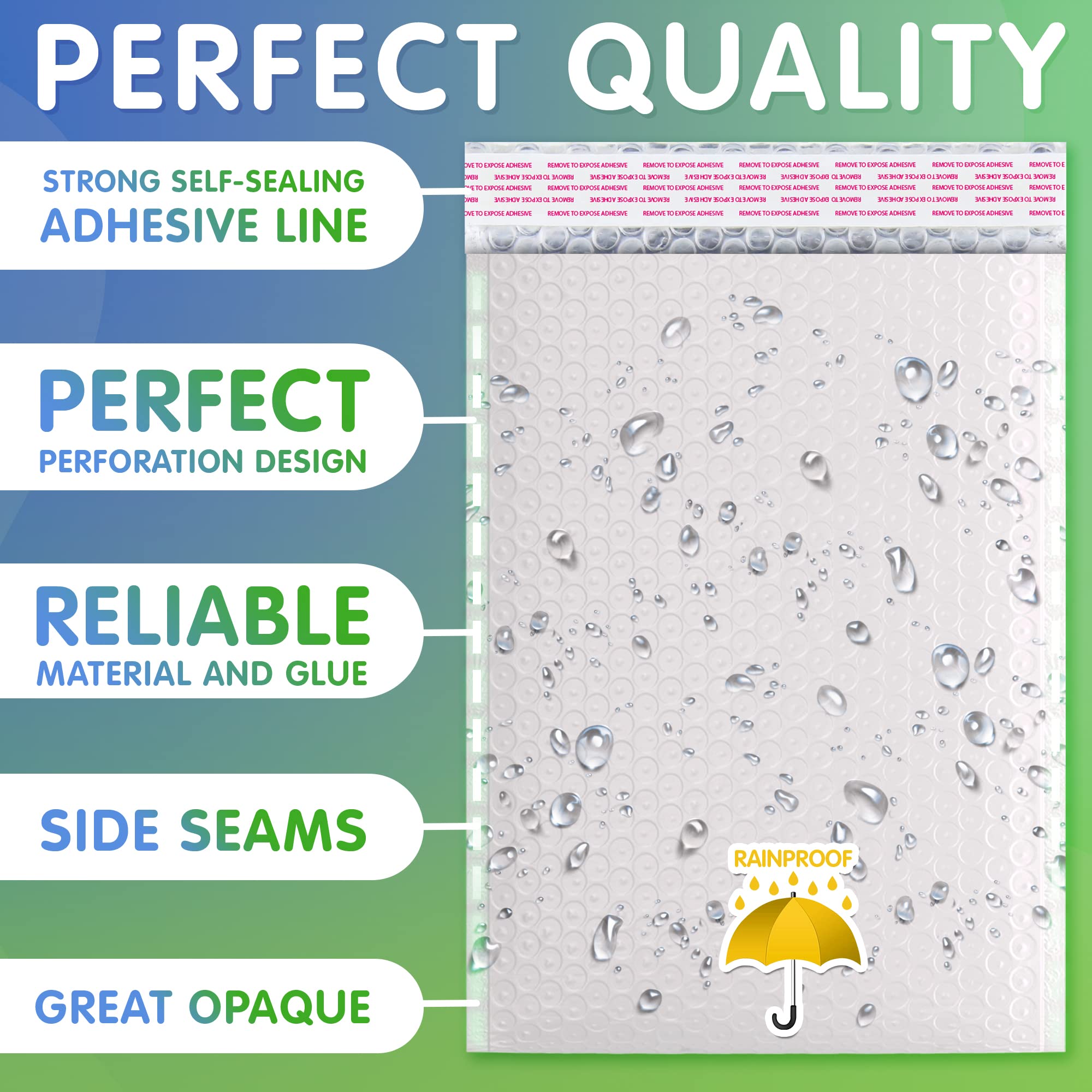 White Poly Bubble Mailers Self Seal, 14.75 x 19 Inch - 50 Pack Bubble Padded Envelopes for Shipping | Durable Waterproof Mailing Bags | Perfect for Ecommerce, Amazon FBA & Small Business Shipping