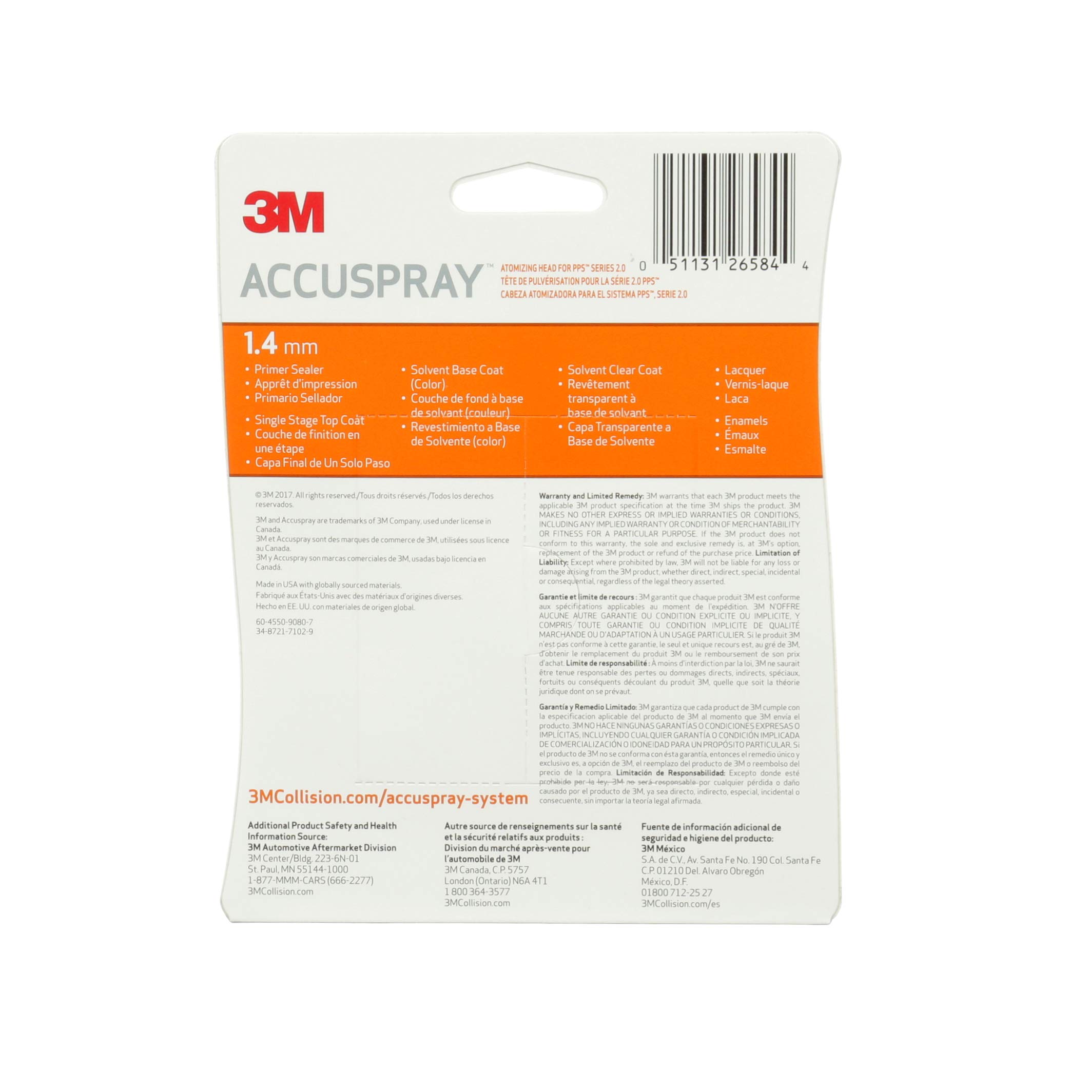 3M Accuspray Paint Spray Gun Nozzle Refills 1.4mm for PPS 2.0 System (26584, Orange) – 1 Pack for Like-New Spray Performance | Ideal for Automotive, Furniture & DIY Painting Projects
