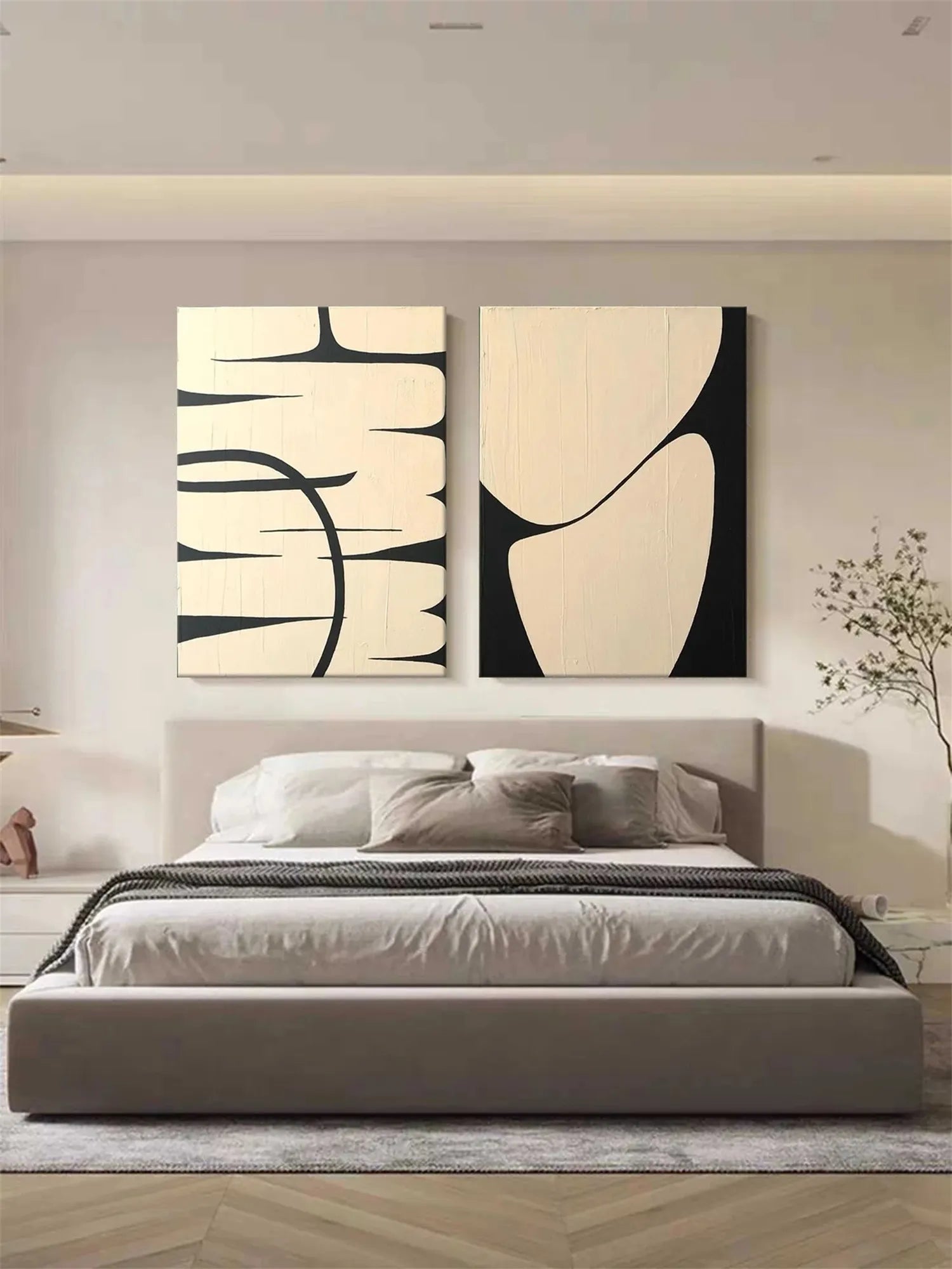 Abstract Tranquility Set of 2 Wall Art Paintings - Modern Minimalist Canvas Prints for Living Room, Bedroom & Office Decor #WS142