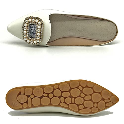 Sparkly Rhinestone Mules for Women - Pointed Toe Slip-On Dress Shoes | Comfortable Backless Loafers & Elegant Slides for Parties, Weddings & Office Wear