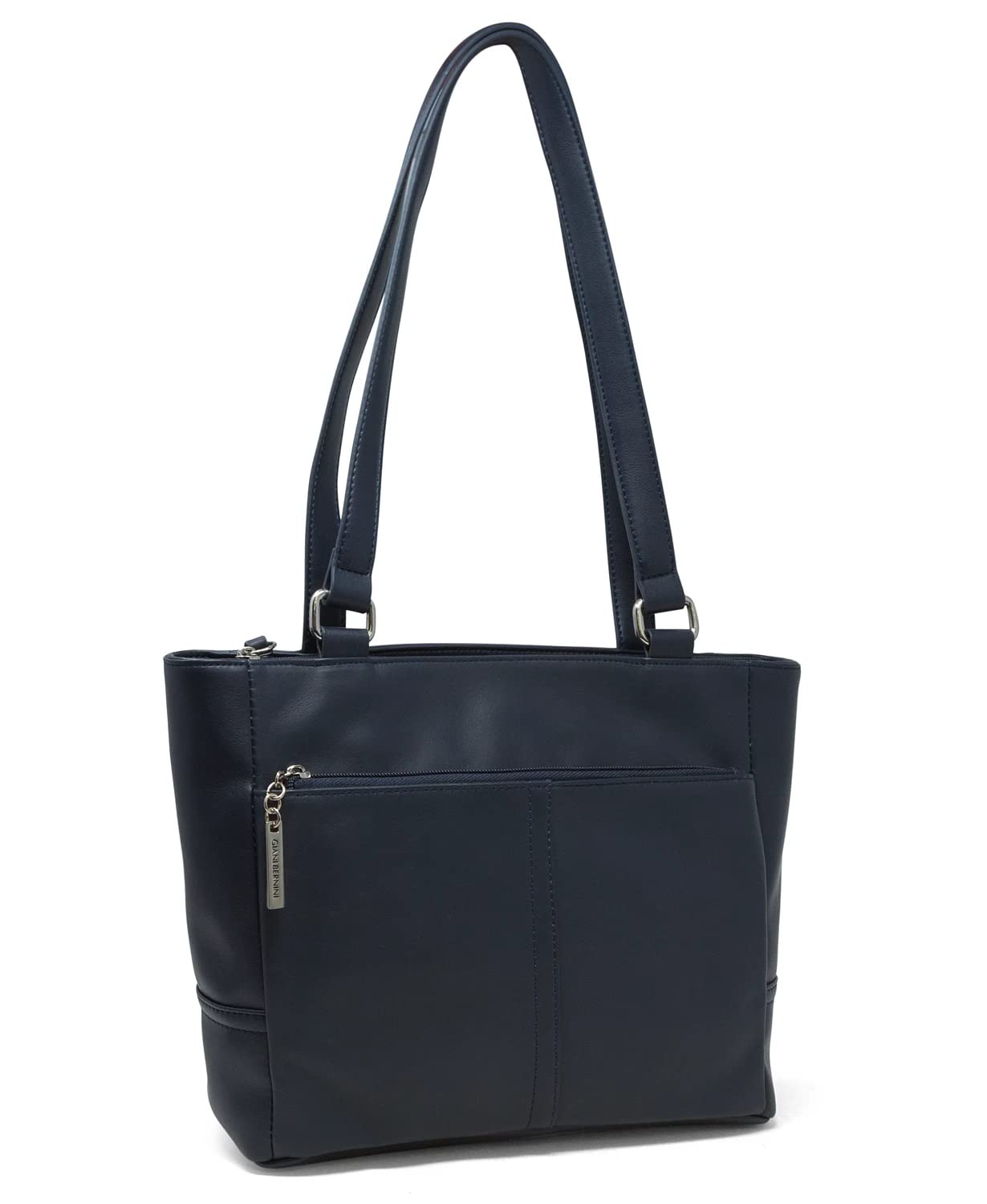 Giani Bernini Nappa Classic Leather Tote Bag for Women - Genuine Leather Handbag with Spacious Interior, Navy Blue - Perfect for Work, Travel & Everyday Use