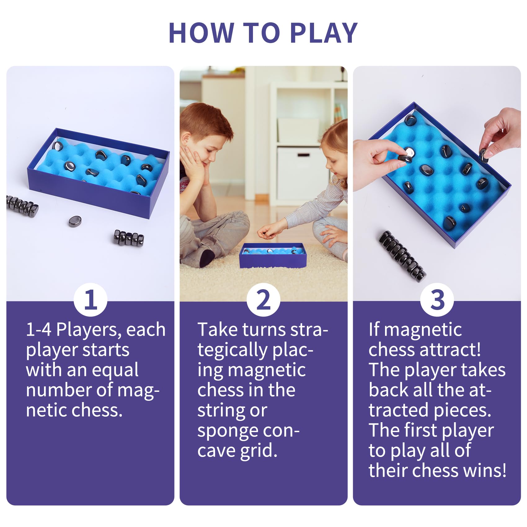 Magnetic Chess Game Set with Stones & String - Portable Travel Chess Board for Kids & Adults - 2 Ways to Play - Perfect for Road Trips, Camping & Family Game Nights