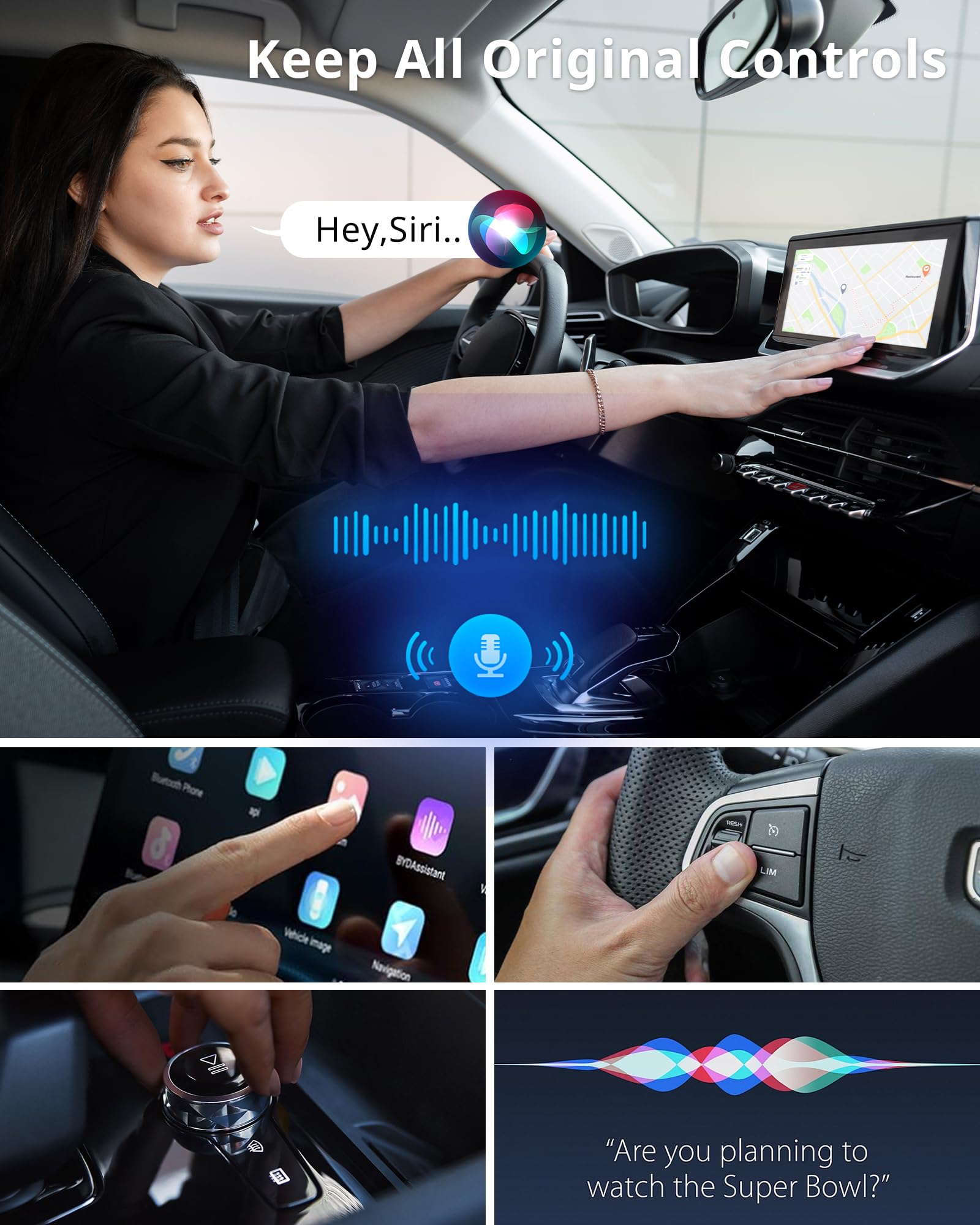 UBeesize Wireless CarPlay Adapter (2025) - Seamless Wireless Upgrade for 2017+ Cars | iPhone & Android Compatible | Plug & Play for Hands-Free Driving & Music Streaming
