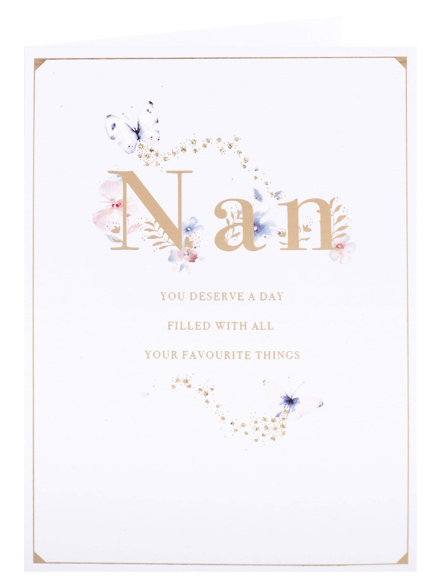 Clintons White Butterflies Nan Birthday Card - 184x133mm, Multi-Color Design (1152809) - Perfect for Grandmother's Birthday, Mother's Day & Special Occasions