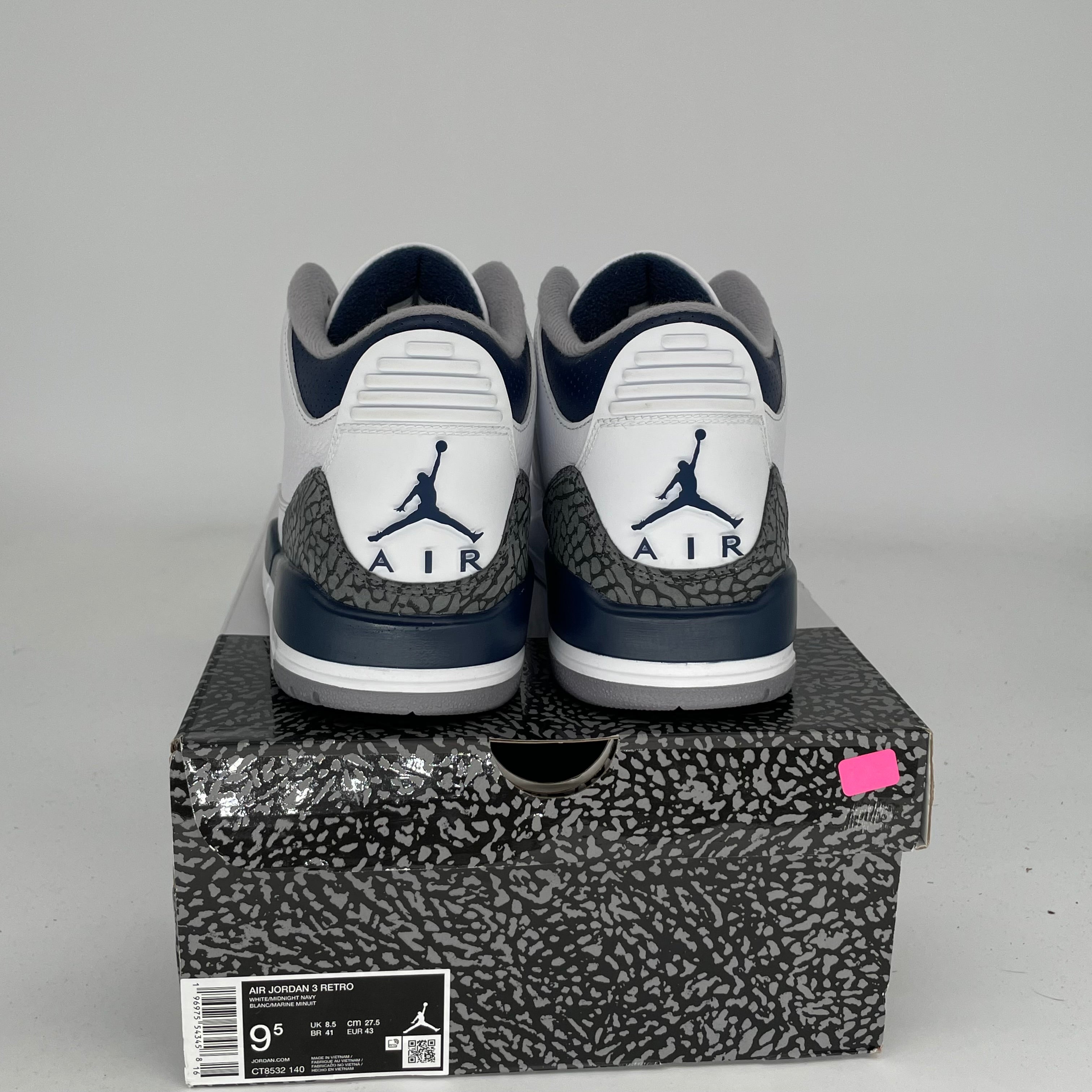 AIR JORDAN 3 MIDNIGHT NAVY Men's Basketball Shoes - Size 9.5 (CT8532-140) | Retro Sneakers for Casual Wear, Street Style & Court Performance