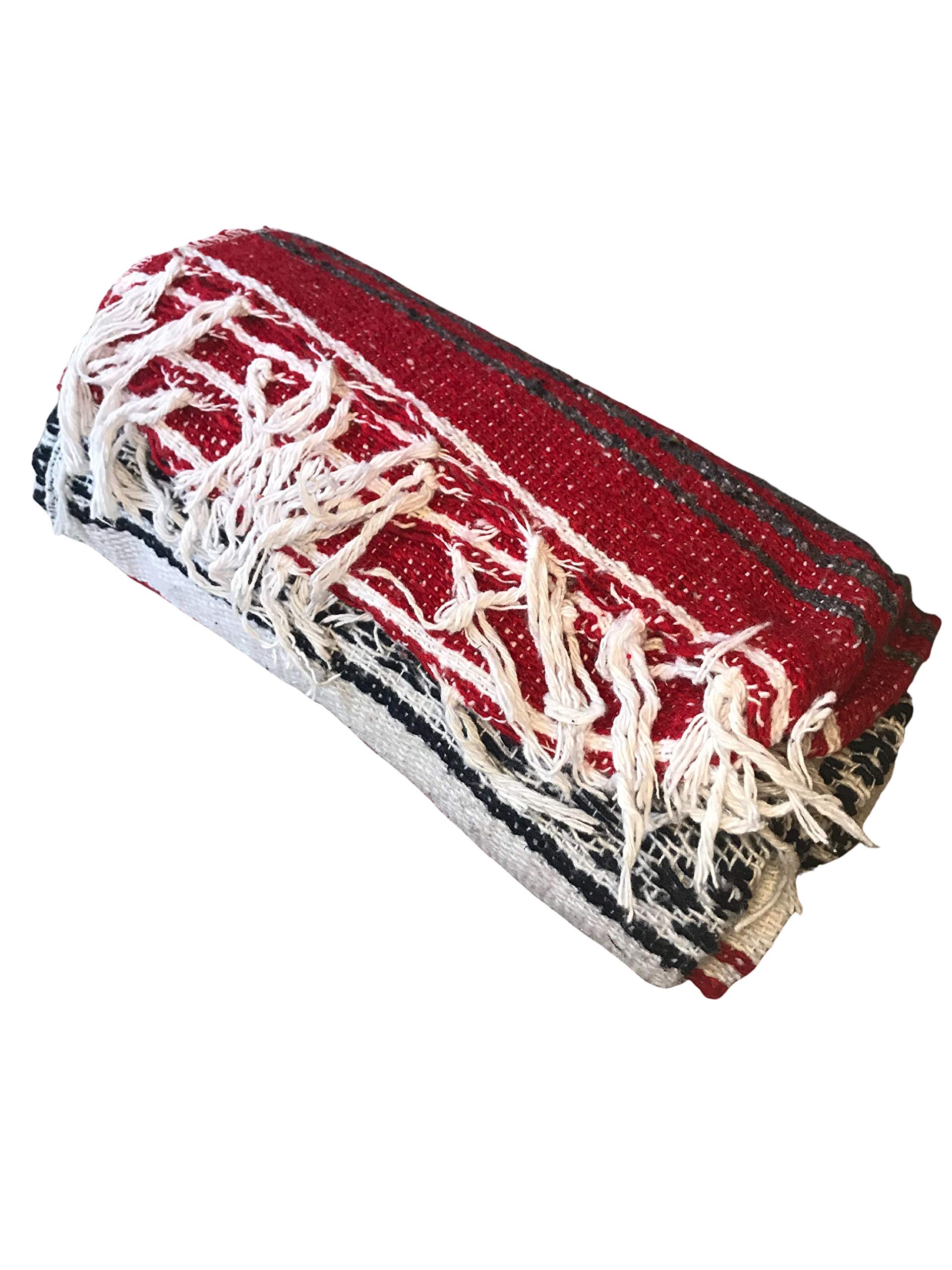 Authentic Mexican Baja Blanket - Soft Falsa Yoga, Beach, Camping & Picnic Blanket - Versatile Throw for Car, Home & Outdoor Use (Red) | Perfect for Beach Days, Camping Trips & Cozy Home Decor