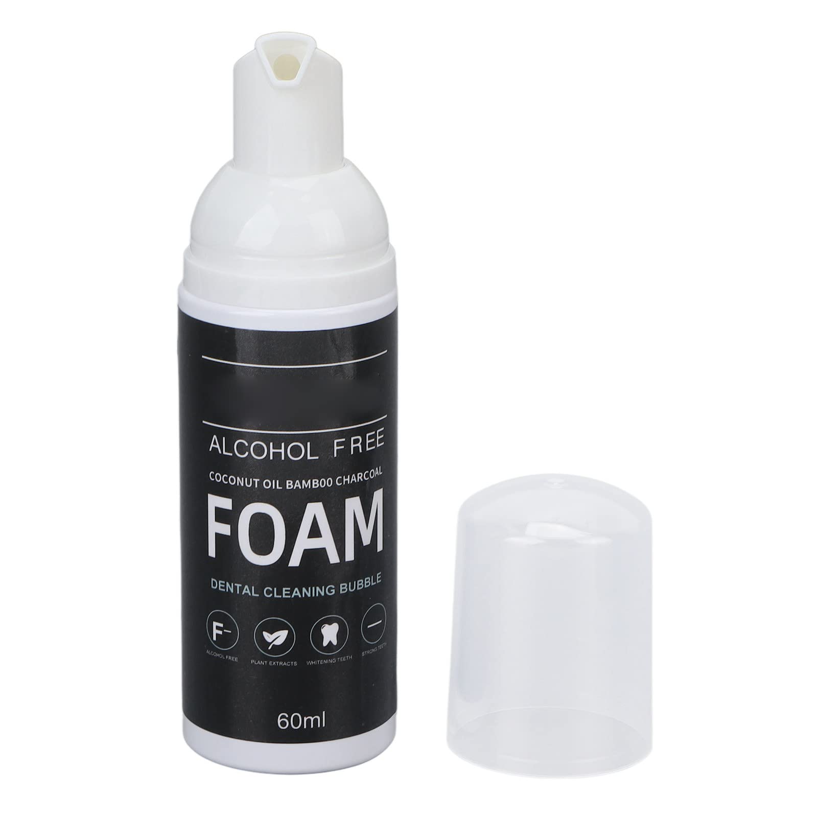 Organic Coconut Oil Tooth Cleansing Mousse - 60ml Natural Deep Cleaning Foam Toothpaste with Bamboo Charcoal for Stain Removal & Teeth Whitening - Perfect for Travel, Daily Oral Care & Fresh Breath