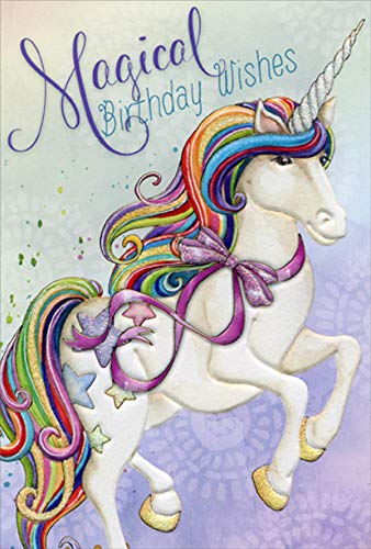 Magical Wishes Unicorn Nicole Tamarin Birthday Card for Girls - Cute Unicorn Greeting Card for Kids Birthday Party, Baby Shower & Special Occasions