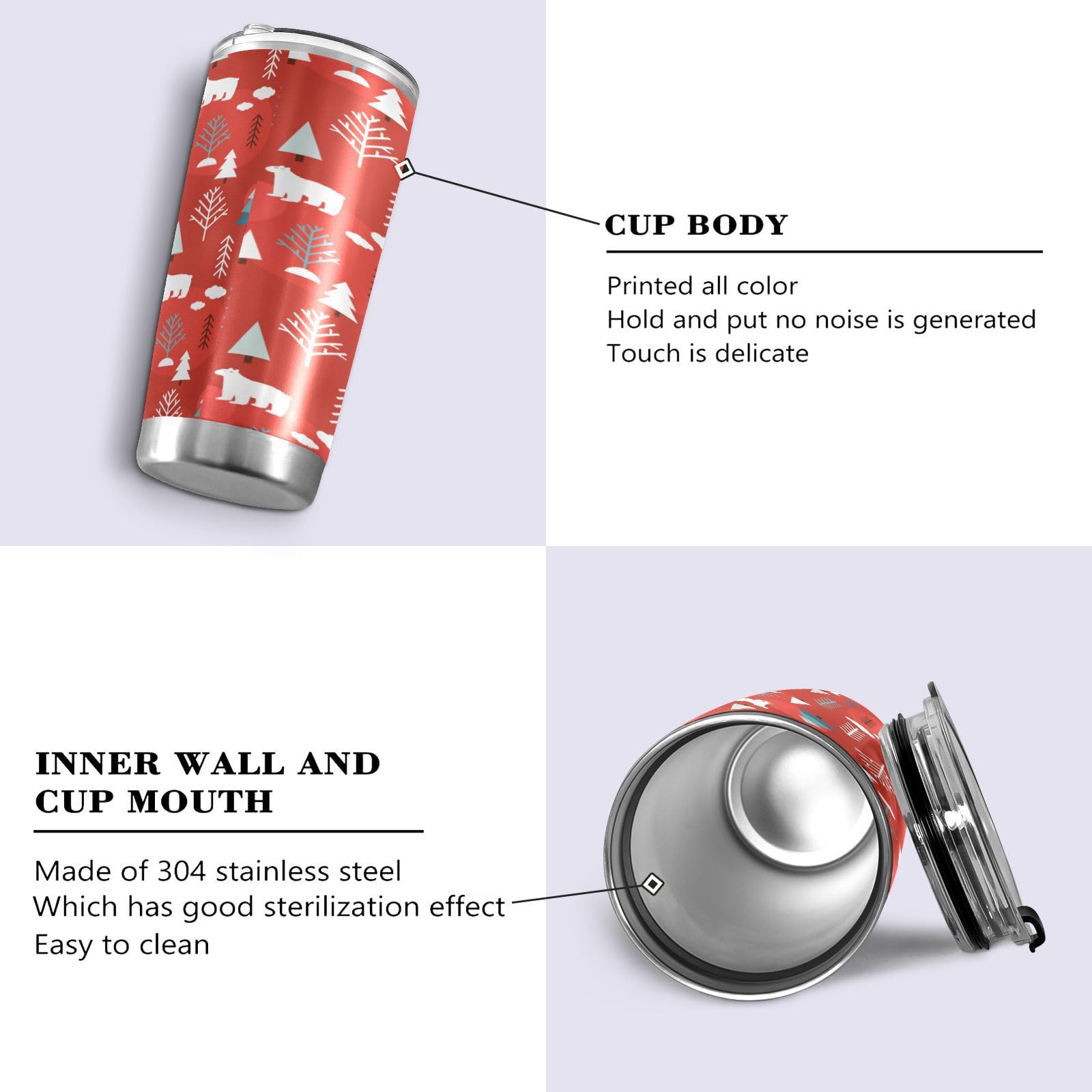20oz Stainless Steel Christmas Tree Tumbler with Straw Lid - Double Wall Vacuum Insulated Travel Mug for Hot & Cold Drinks - Perfect for Holiday Gifts, Office Use & Winter Outdoor Activities