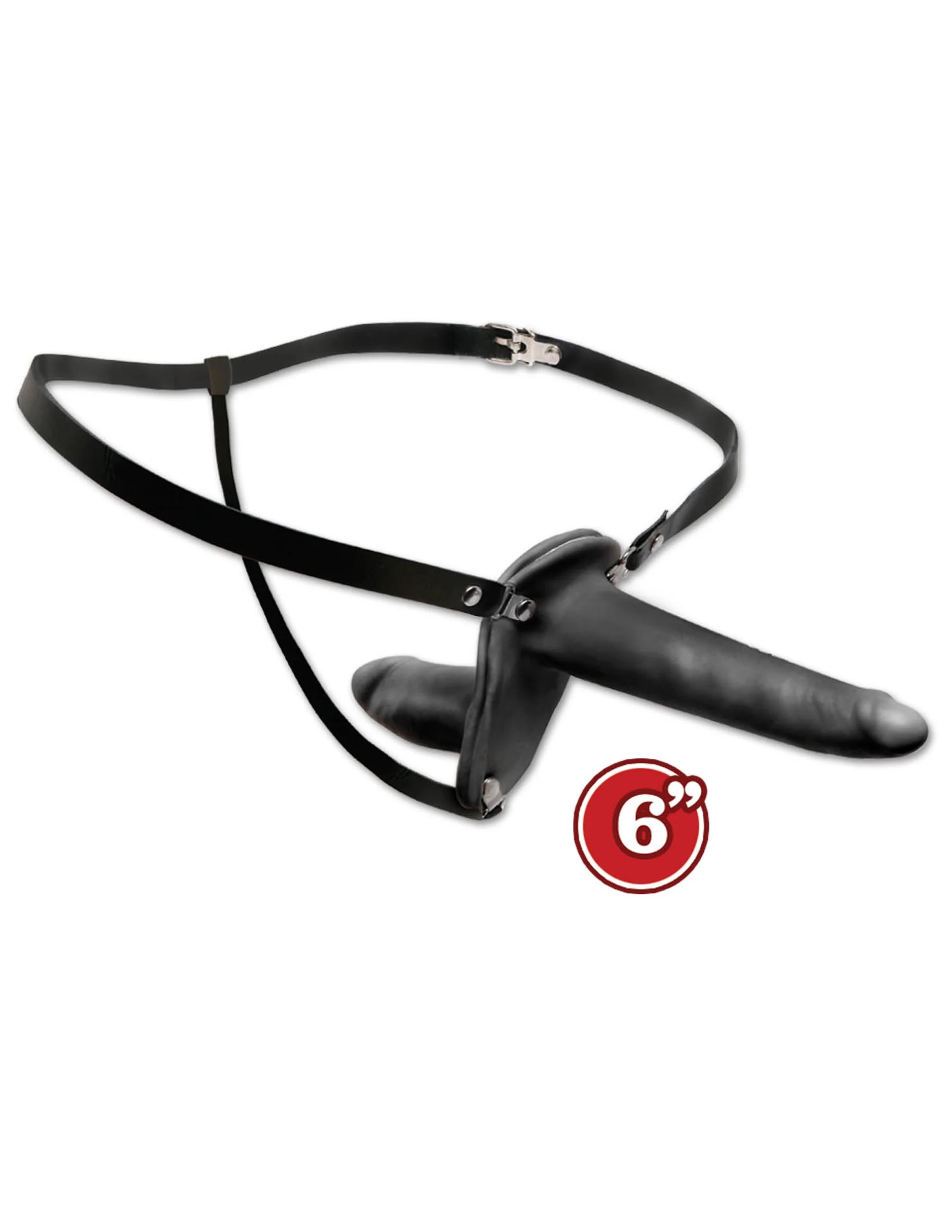 Premium Double Penetration Strap-On Dildo - Fetish Fantasy Series (6 Inches, Black) for Couples Play & BDSM Exploration