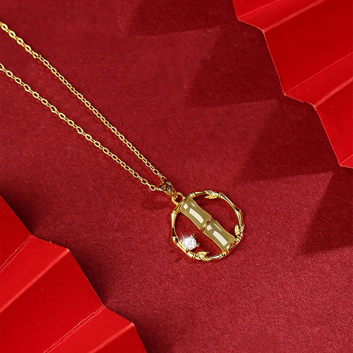 14K Gold Plated Bamboo Pendant Margarita Twist Necklace - Elegant Dainty Jewelry for Women | Perfect for Parties, Date Nights & Everyday Wear | R8266