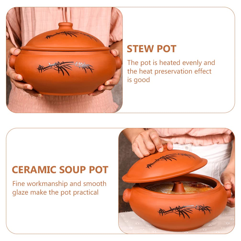 DOITOOL 1-Piece Ceramic Casserole Dish - Oven Safe Cooking Pot, Steaming & Stewing Pot for Kitchen, Ceramic Soup Pot with Lid - Perfect for Slow Cooking, Baking, and Serving Dishes