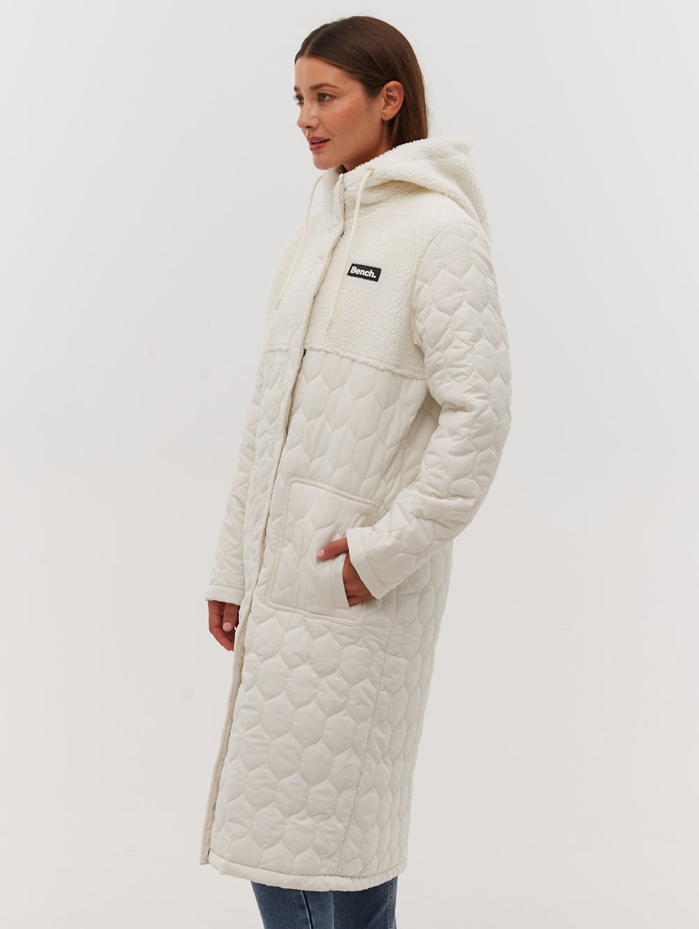 Lelah Honeycomb Quilted Longline Parka Jacket for Women - Winter Warm Coat with Hood, Water-Resistant Outerwear for Cold Weather - Perfect for Commuting, Travel & Outdoor Activities