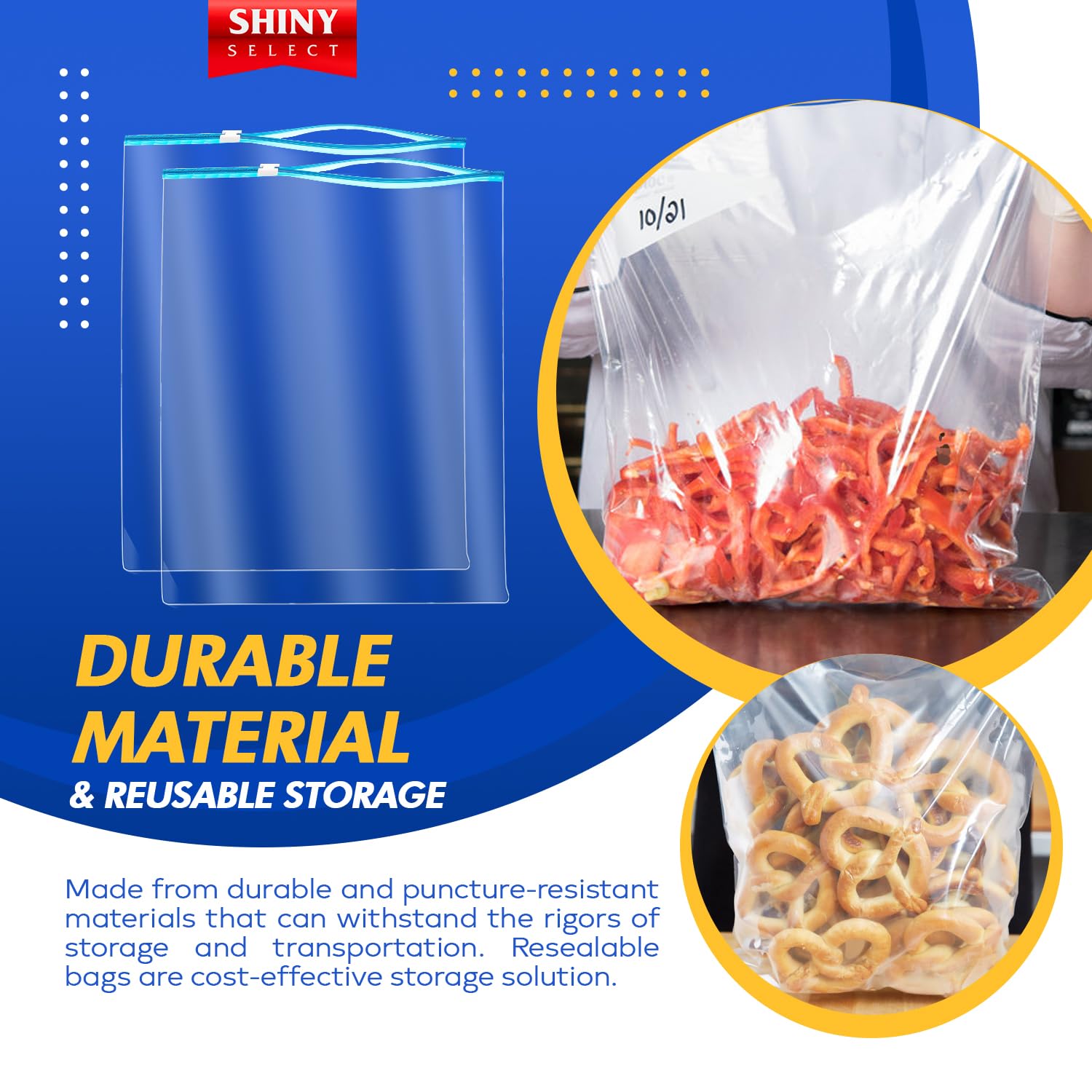 15-Pack Extra Large 5 Gallon Slider Storage Bags - 2 Mil Thick Clear Plastic (18