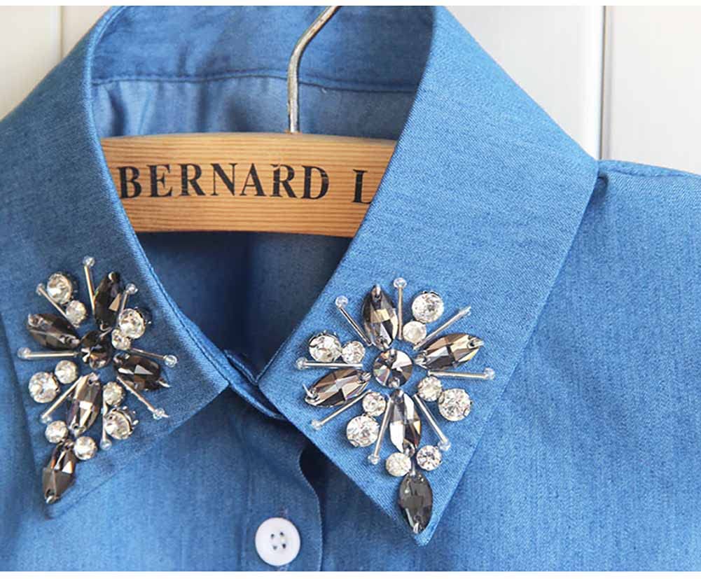 Psivika Women's Detachable Faux Denim Collar - Washable Half Shirt Lapel for Blouses & Dresses | Perfect for Layering, Office Wear & Fashion Accessories