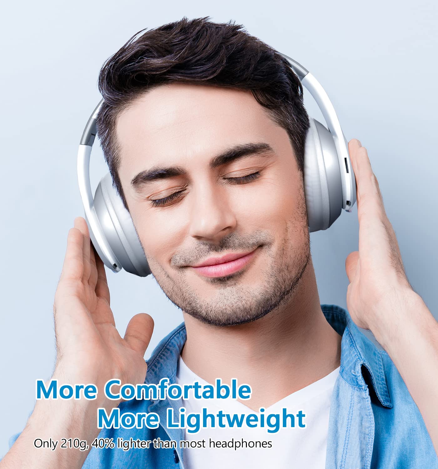 Wireless Bluetooth Headphones with 60-Hour Playtime, Foldable Lightweight Over-Ear Design, Hi-Fi Stereo & 6 EQ Modes - Deep Bass Adjustable Headset with Built-in Mic, FM Radio & TF Card Slot for Adults - Perfect for Travel, Workouts & Home Entertainment