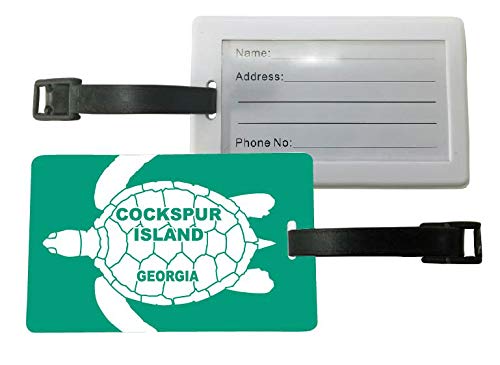 Georgia Turtle Design Souvenir Travel Luggage Tags (2-Pack) - Perfect for Vacation, Cruise & Beach Trips - Cockspur Island Inspired Gift