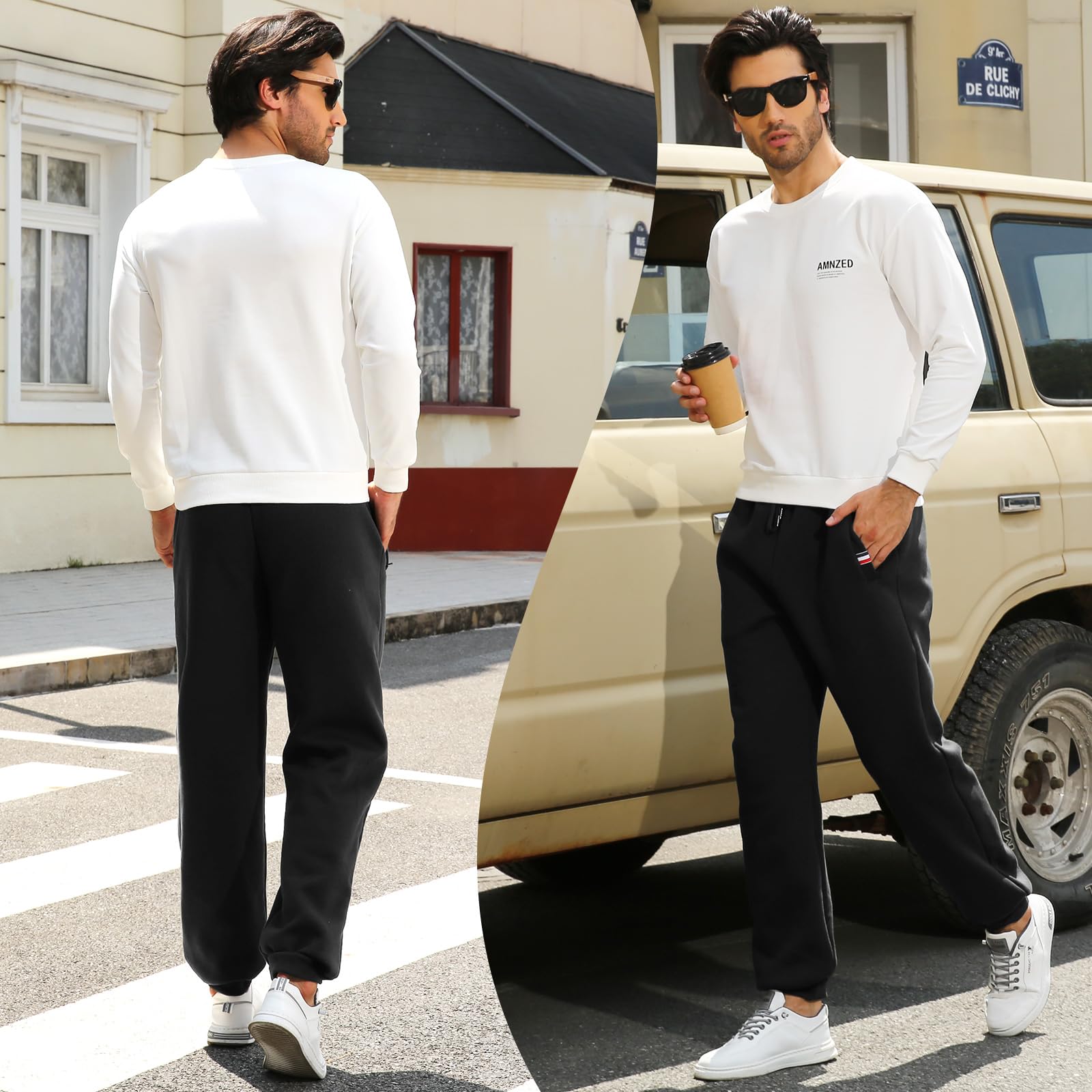 **Xukk Men's Fleece-Lined Sweatpants - Winter Warm Sherpa Joggers with Zipper Pockets & Drawstring - Comfortable Athletic Pants for Running, Lounging & Outdoor Activities**