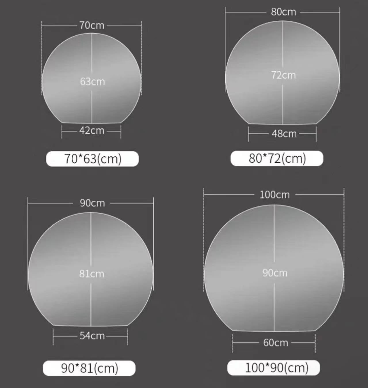 40 Inch LED Bathroom Mirror with Anti-Fog & Dimmable Lights - Half Moon Backlit Vanity Mirror, Shatter-Proof Wall-Mounted Makeup Mirror (Cut Left) - Perfect for Modern Bathrooms, Dressing Rooms & Makeup Stations