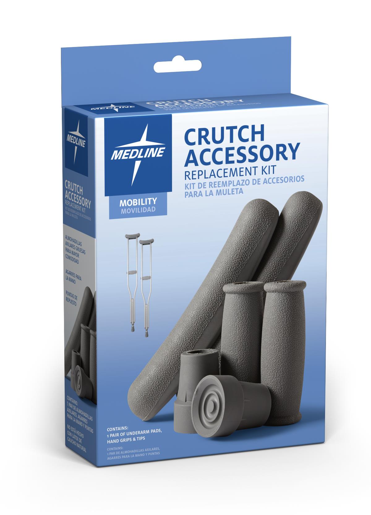 Premium Crutch Accessory Kit - Comfort Pads & Non-Slip Tips for Walking Support - Ideal for Injury Recovery, Elderly Mobility & Post-Surgery Rehabilitation
