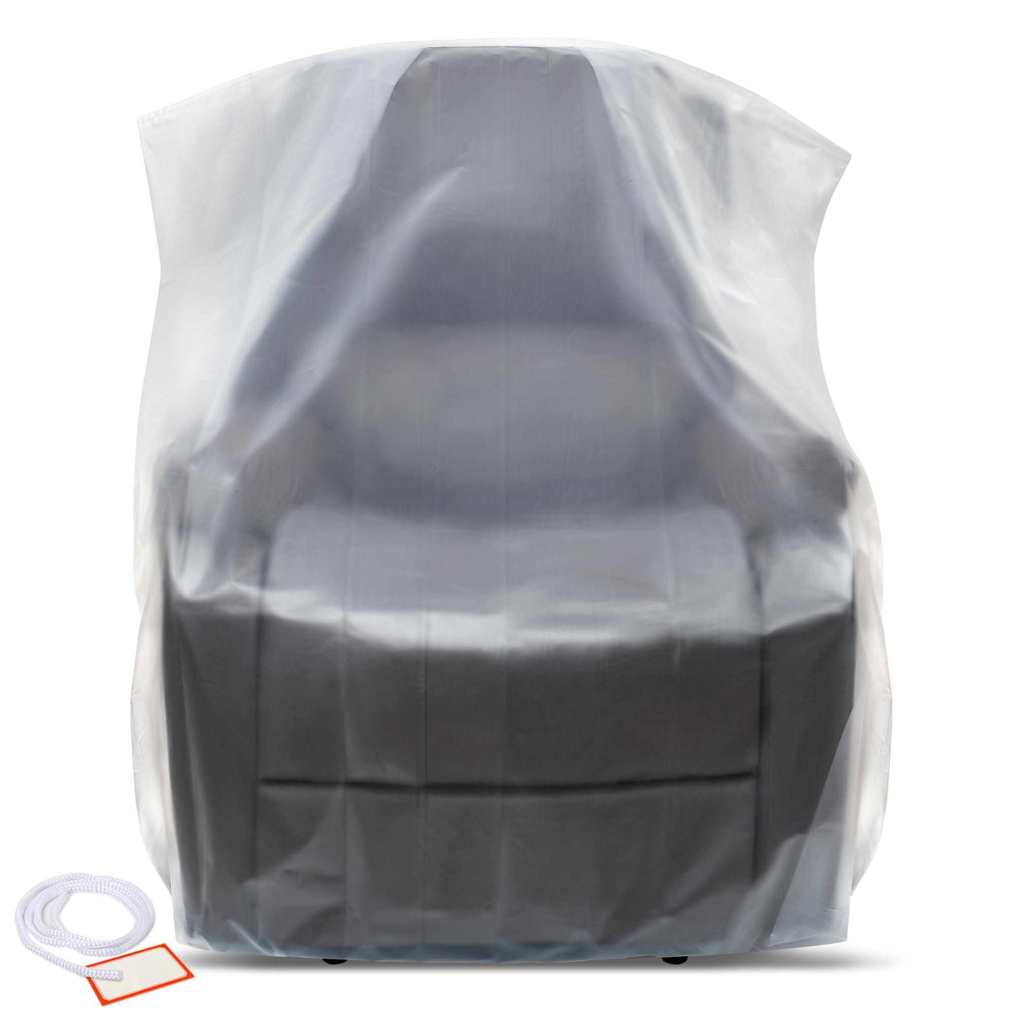 Heavy-Duty Plastic Furniture Covers - Waterproof Chair Protectors for Moving & Storage (64x42x34in) - Perfect for Armchairs & Recliners